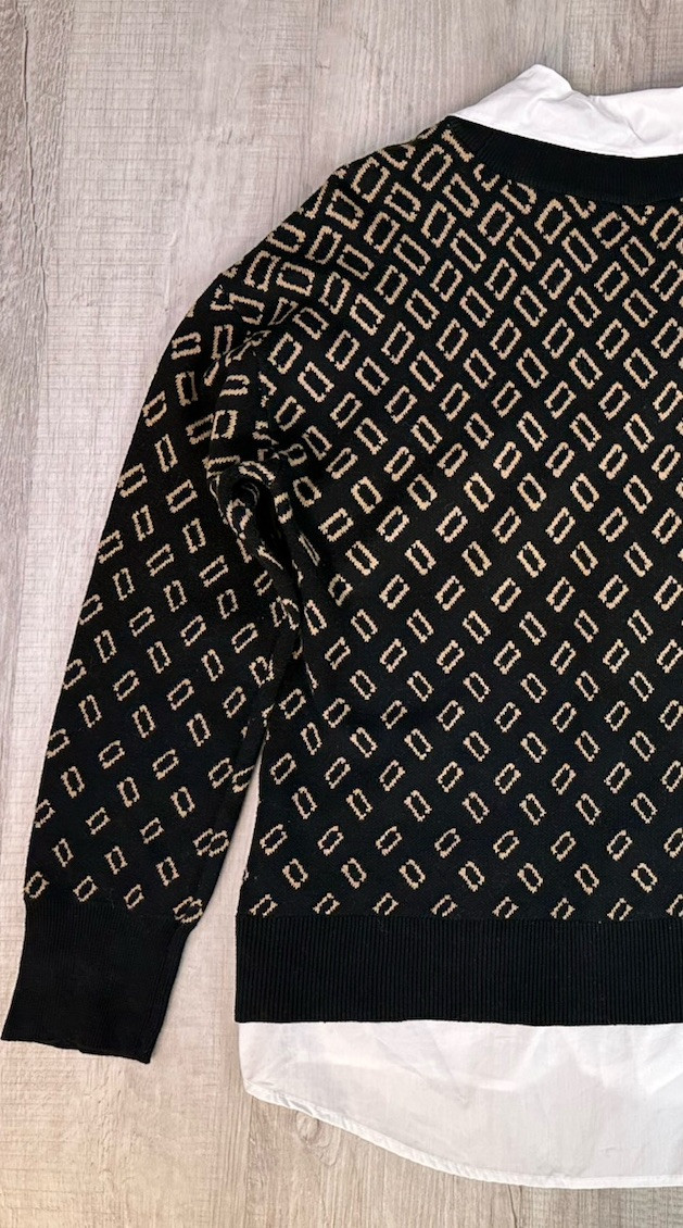 Anne Klein Top Collared Shirt/ Sweater Combo 1 Piece Attached Women’s Size XL