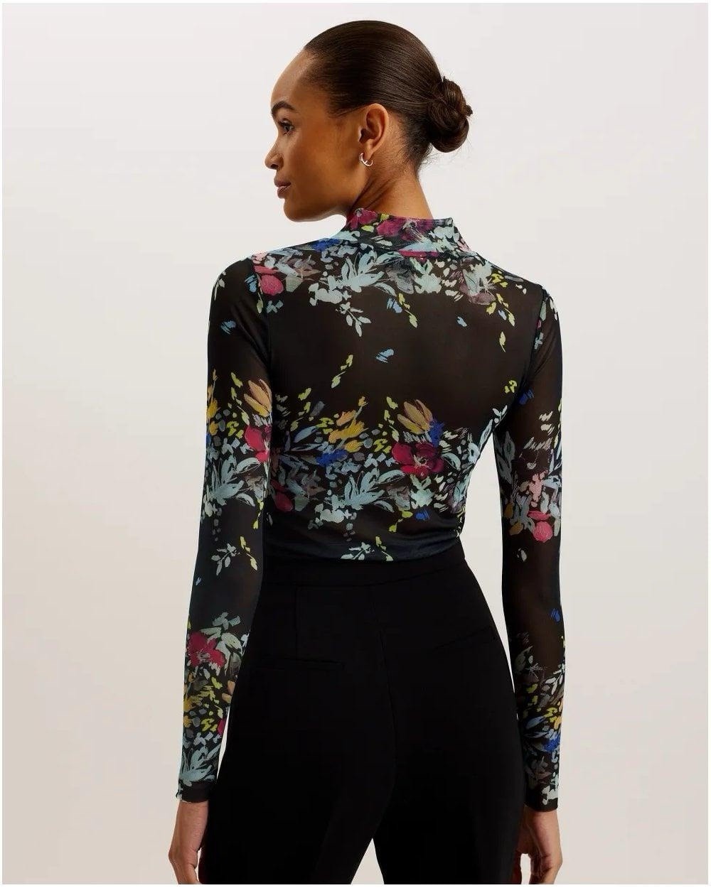 TED BAKER Amandha Womens Printed Mesh Long Sleeve Top 2