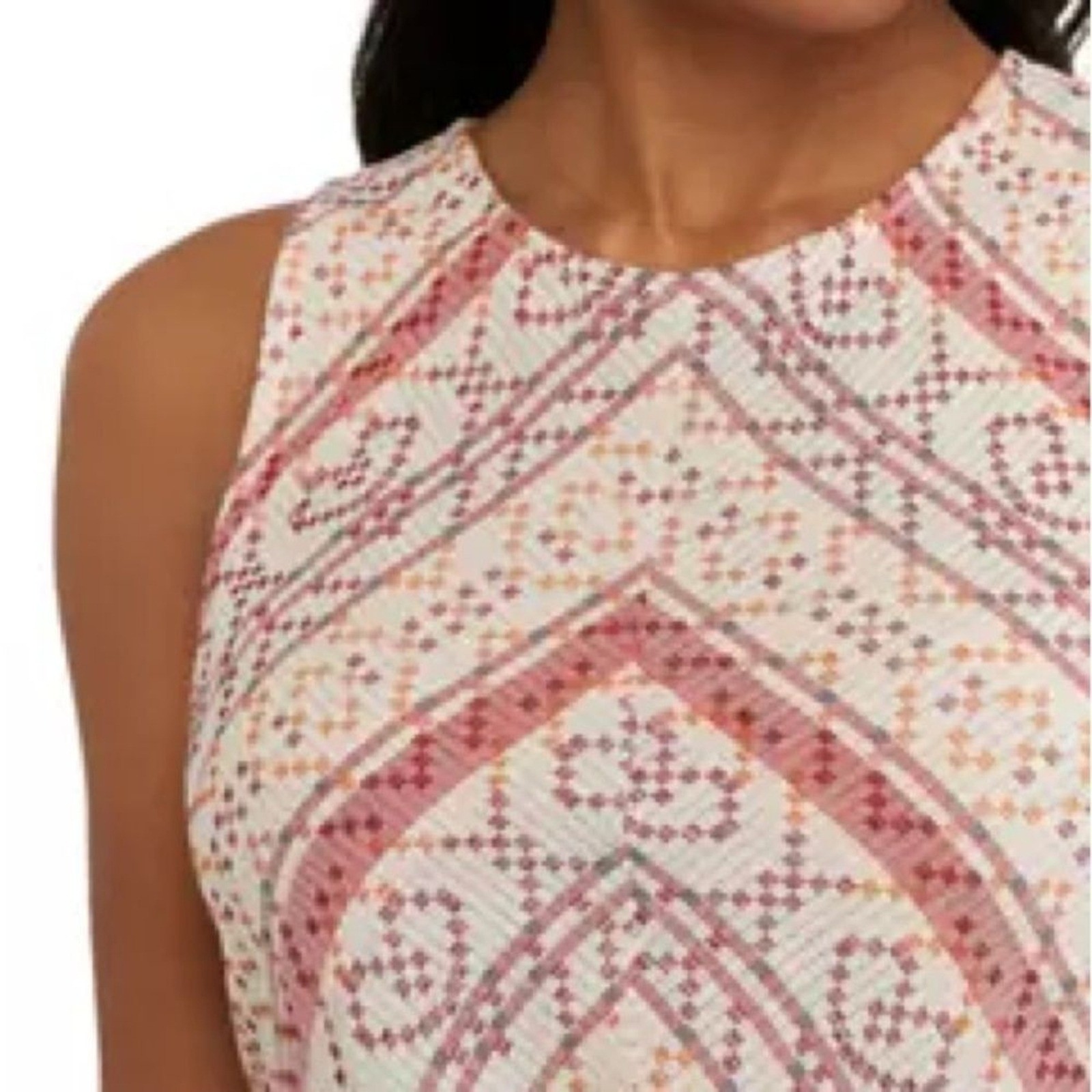 True Craft Juniors Red Geometric Chevron Print Sleeveless Peplum Top XL Cotton