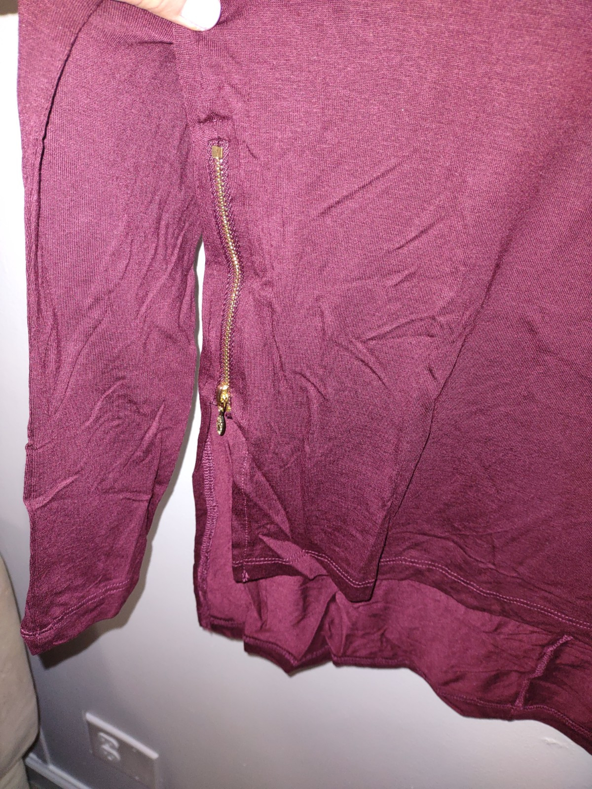Zenana Outfitters LONG Tunic Knit Top Tee Round Hem Relaxed Women’s L