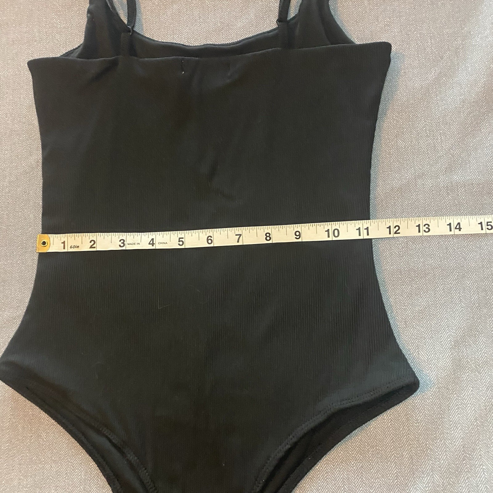 Black Seamless Bodysuit Women’s Medium Adjustable Straps Snap Closure Stretch