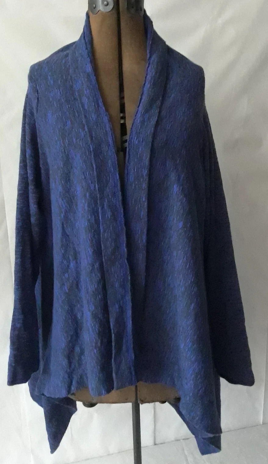 KLEEN Women’s Cotton Blend Open Front Sapphire Long Sleeve Top Jacket NWT Medium