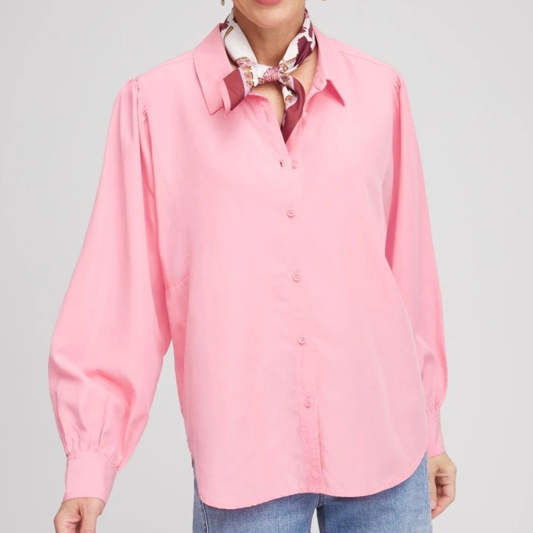 Chico’s Tencel Blend Dolman Sleeve Button Up Blouse Shirt Sunset Dunes 2 L