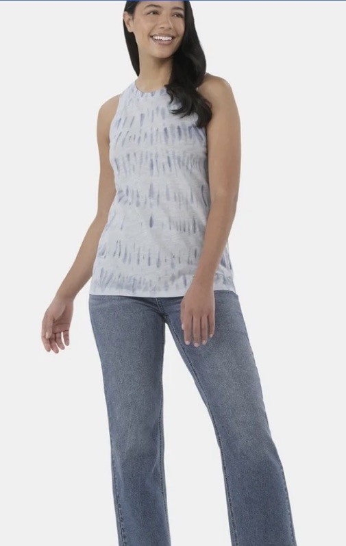 Time and Tru Women’s Blue Tie Dye Cotton High Neck Tank Top XXXL (22) NWT