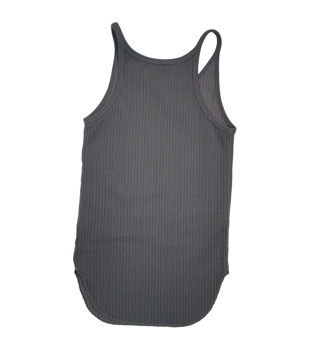 Moussy Women’s Scoop Neck Ribbed Knit Tank Top Shirt Dark Gray Cotton Size Small