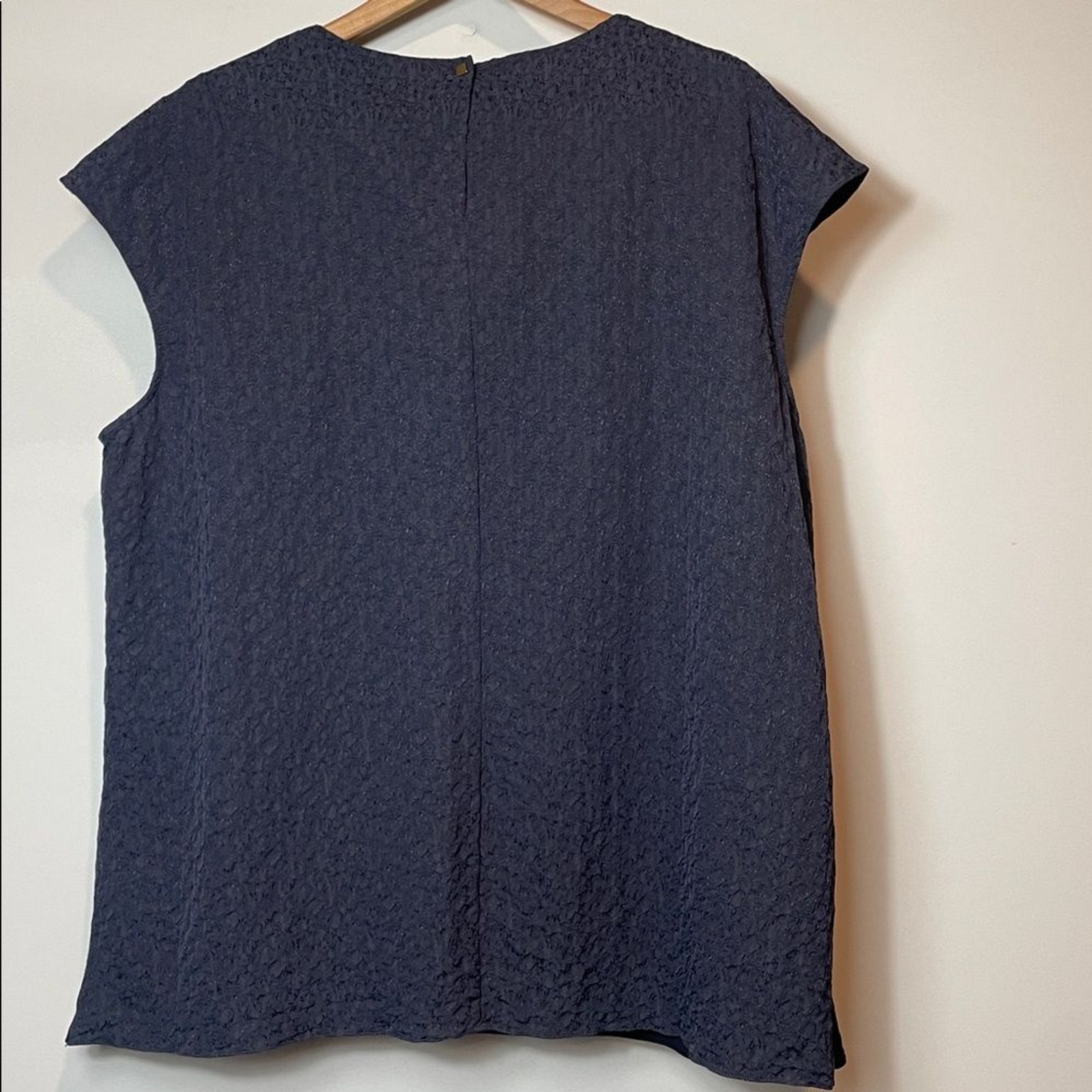 M.M. LaFleur Textured Belted Tunic Top Navy Blue Plus Size 2+ US 22