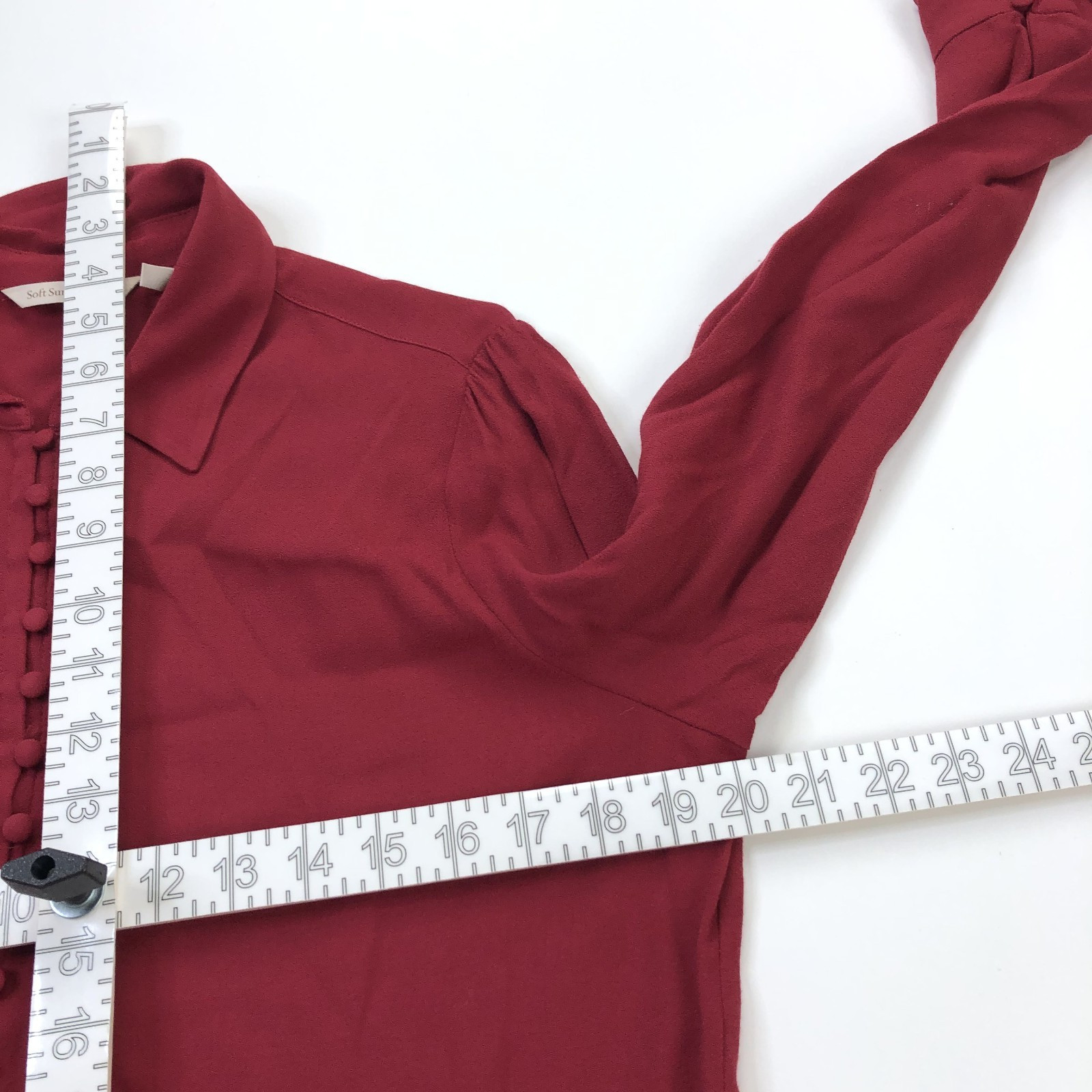 Soft Surroundings Small Tunic 100% Rayon Button Long Sleeve Shirt Red MINT
