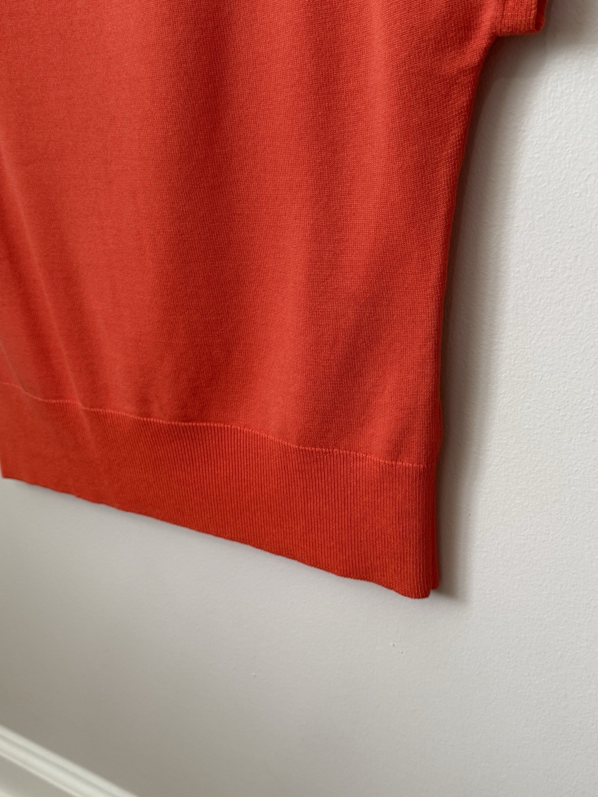H&M Ribbed High Neck Cap Sleeve Top Orange Stretch Slim Fit Chic Sz M