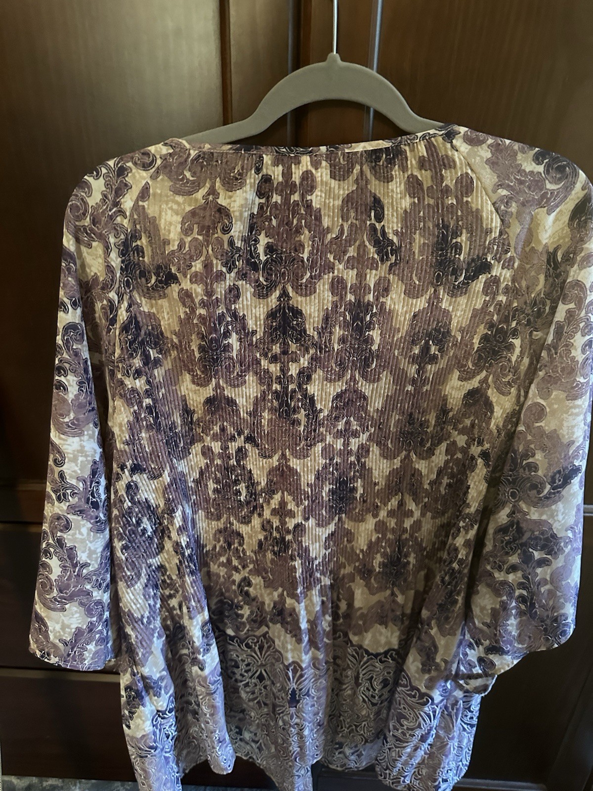 Catherines Women’s Plus 2X 22/24 purple print 3/4 Scoop Pullover tunic length