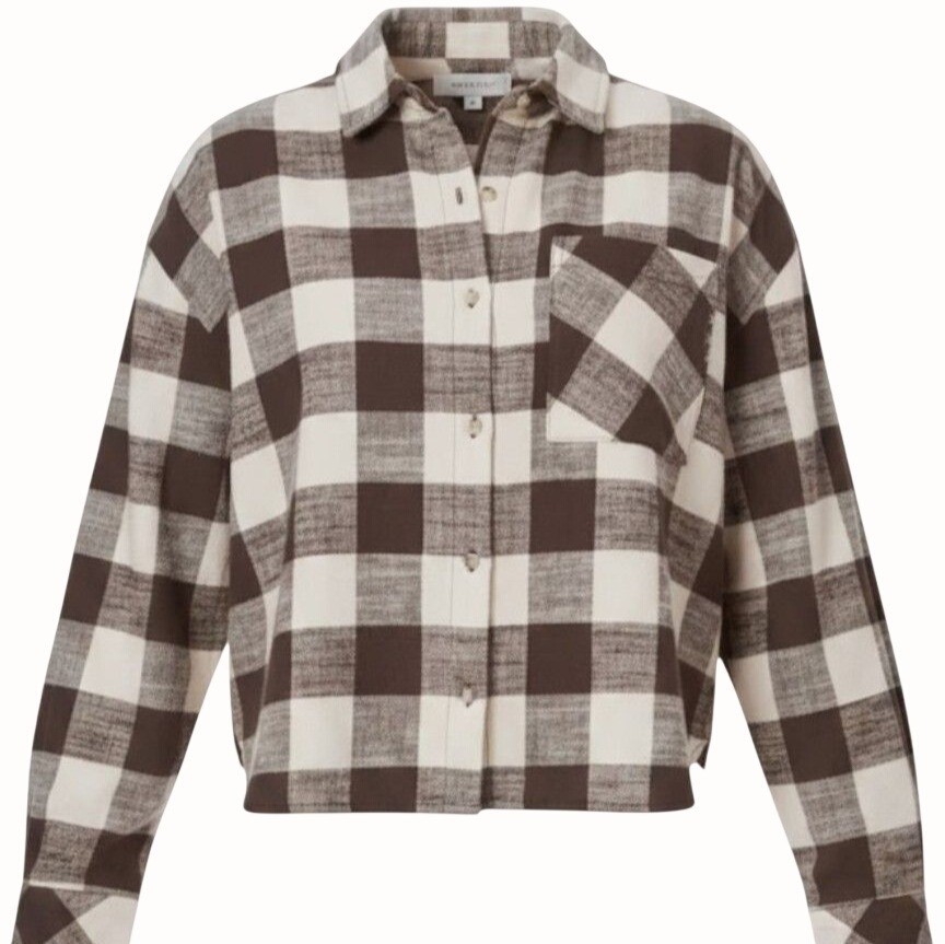 Scotch & Soda Womens Medium NEW Flannel Shirt Brown Plaid Button Down