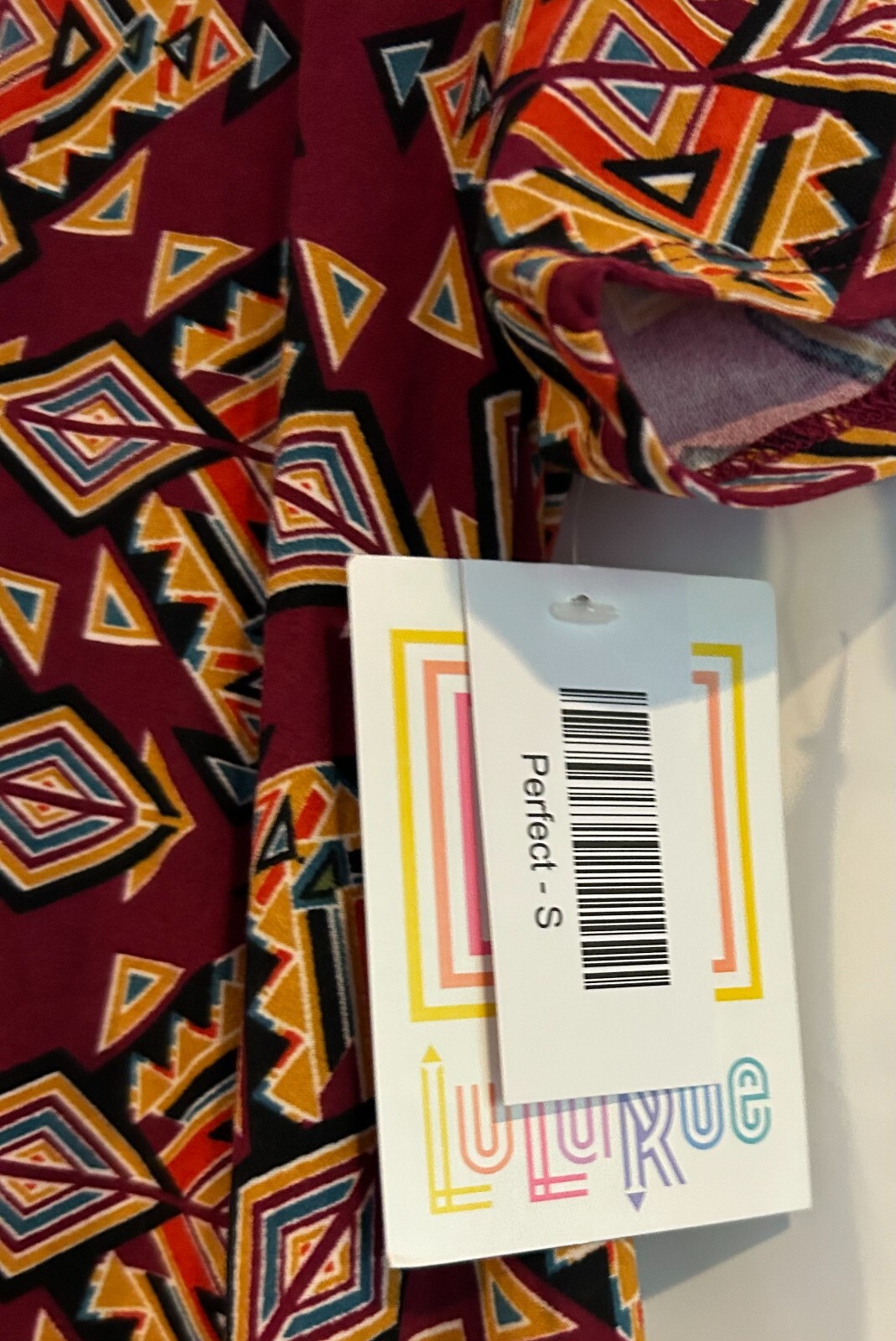 LuLaRoe Perfect Tunic Size S Red Multicolor Geometric Design