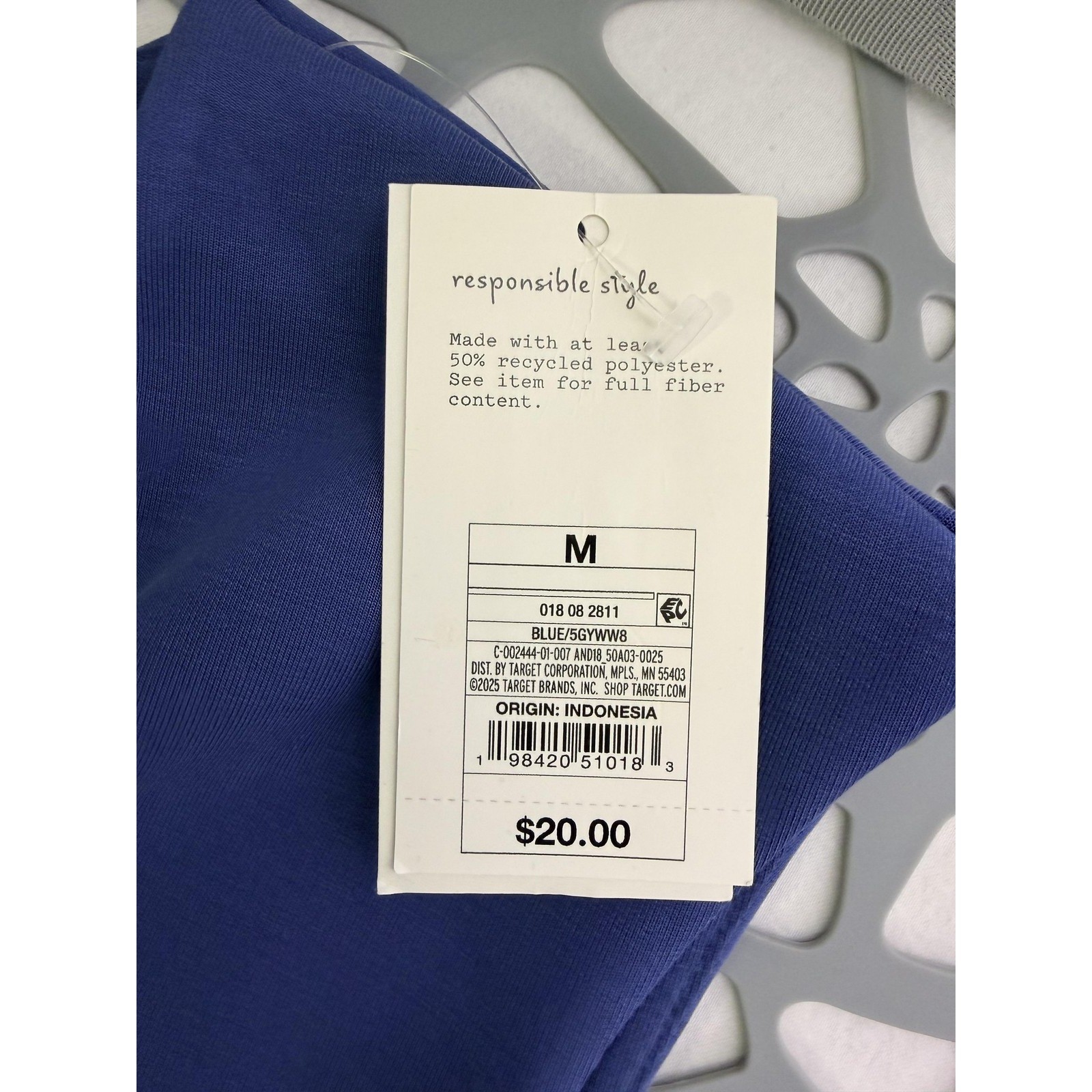 A New Day Tank Top Womens Medium Blue V Neck Sleeveless Stretch Basic NWT