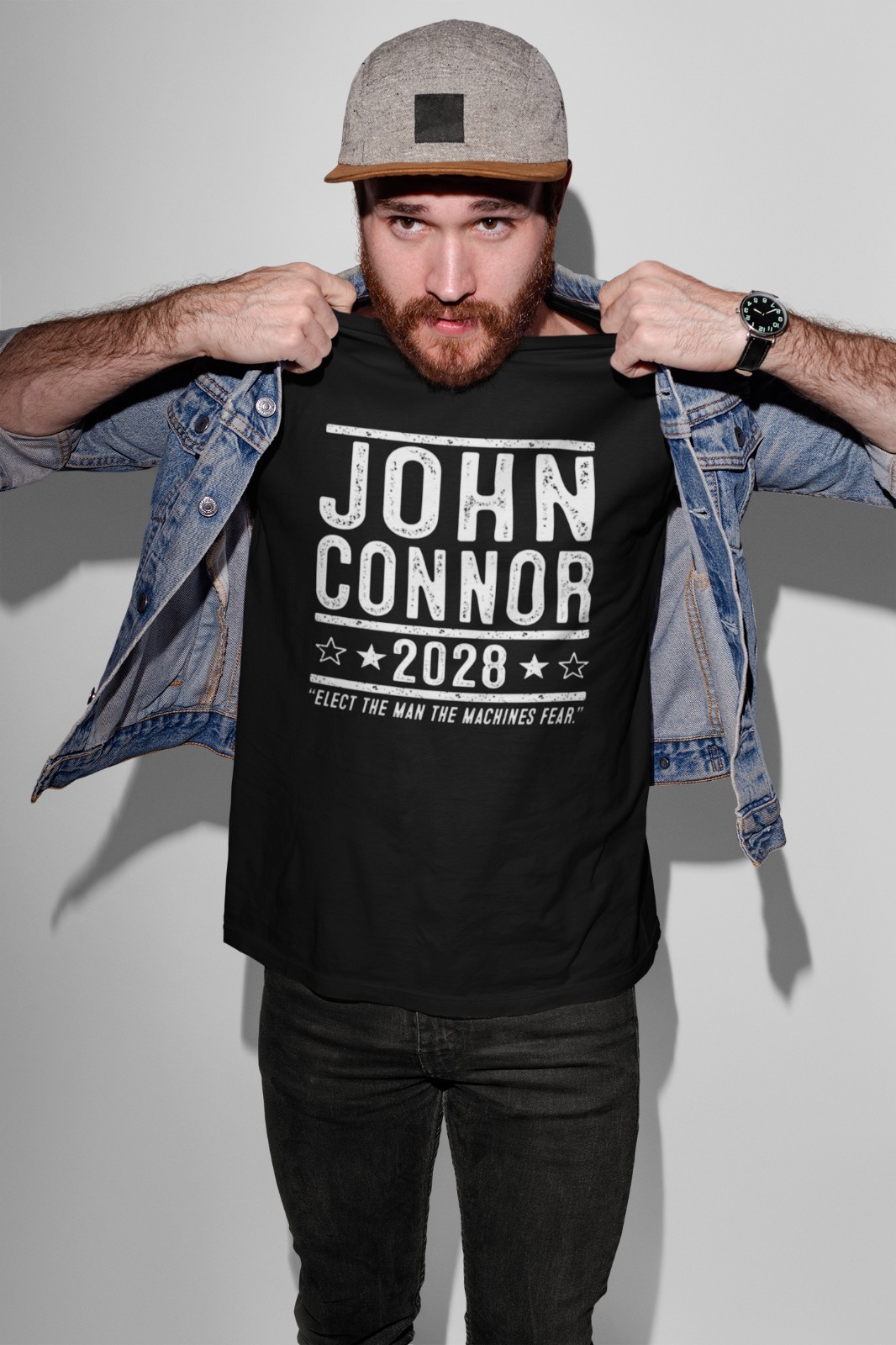 John Conner 2028 Election humor – funny sci fi terminator movie 80s 90s T-shirt