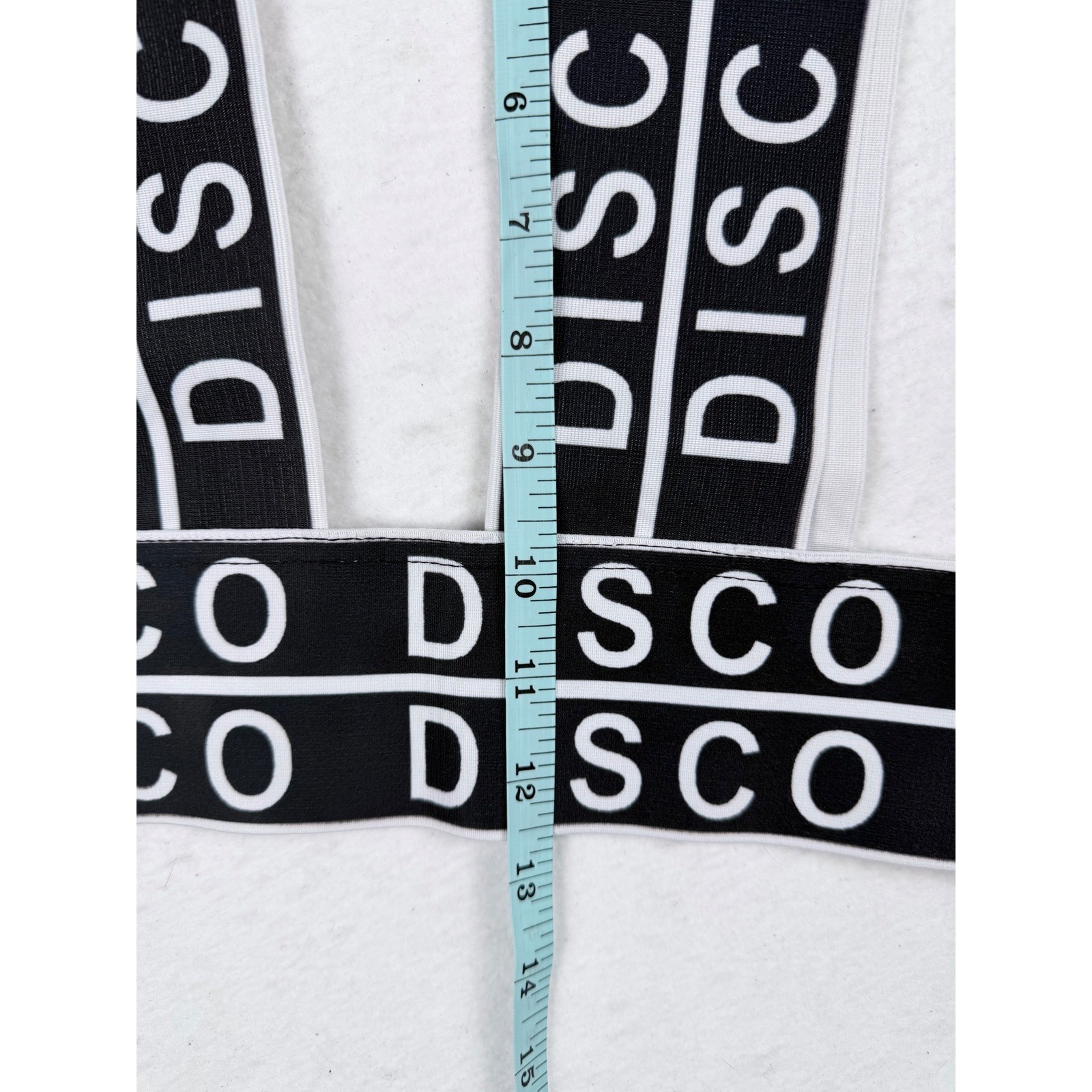 Do My Self Disco Graphic Elastic Harness Crop Top Black White Festival Rave M