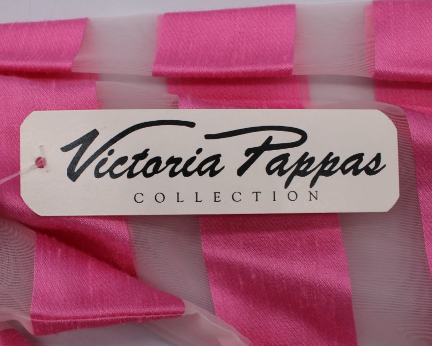 Victoria Pappas Candy Pink & Clear Striped Long Sleeve Blouse