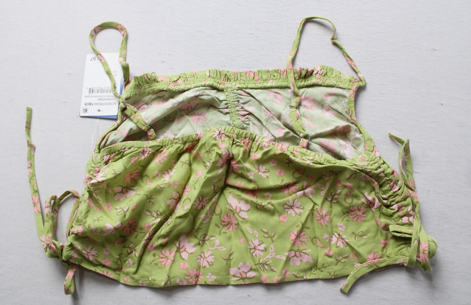 Abound Women’s Side Cinch Crop Tank Top AC2 Green Devon Floral Size XS NWT