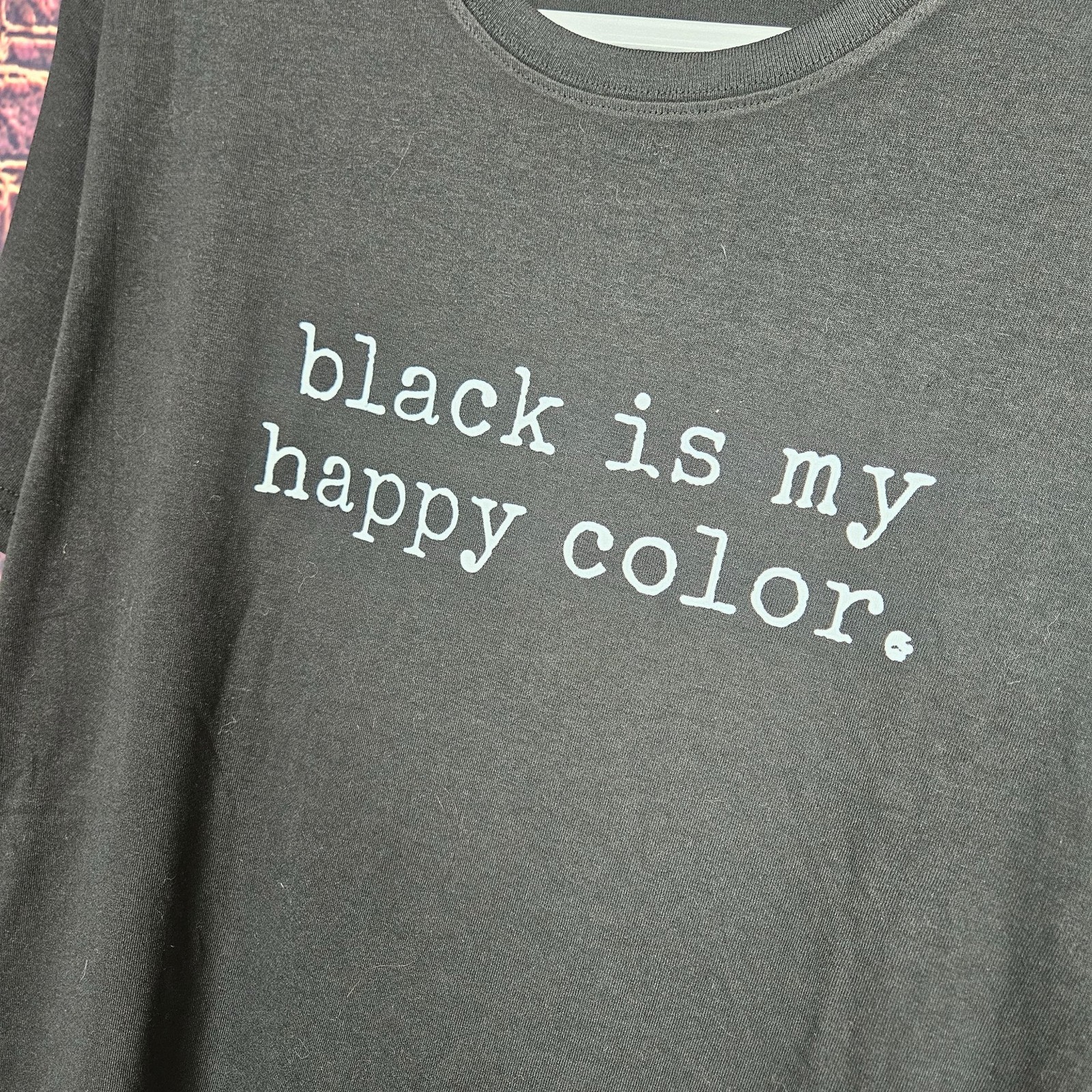 Black is My Happy Color Cotton Graphic Tee TShirt Mens Womens Unisex L Shirt