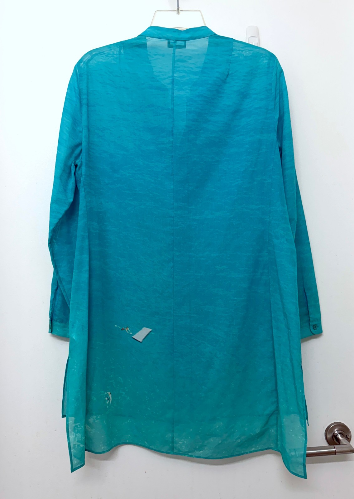 Akris Swimmer in Antigua Print Tunic Top Blouse Cotton Ocean Water Aqua Blue 14