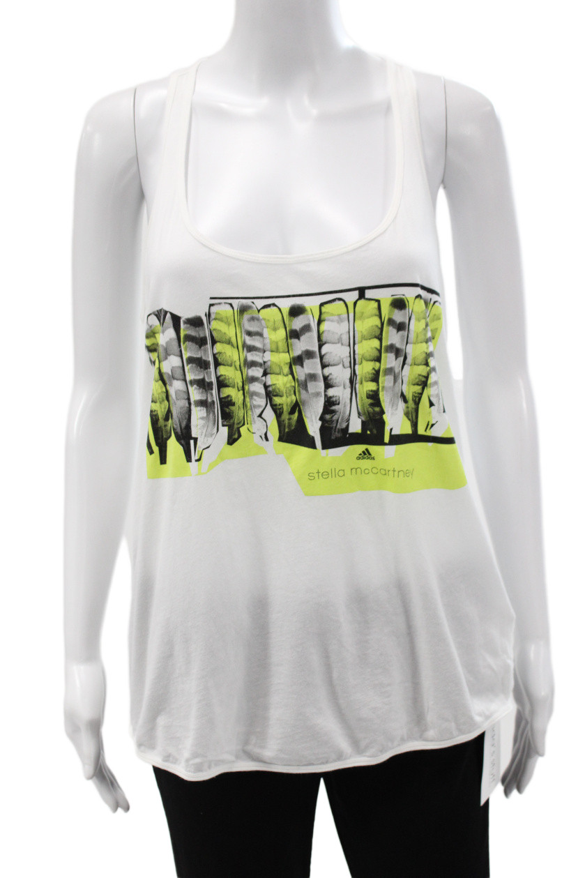 Adidas by Stella McCartney Women Striped White Tank Jersey Size S
