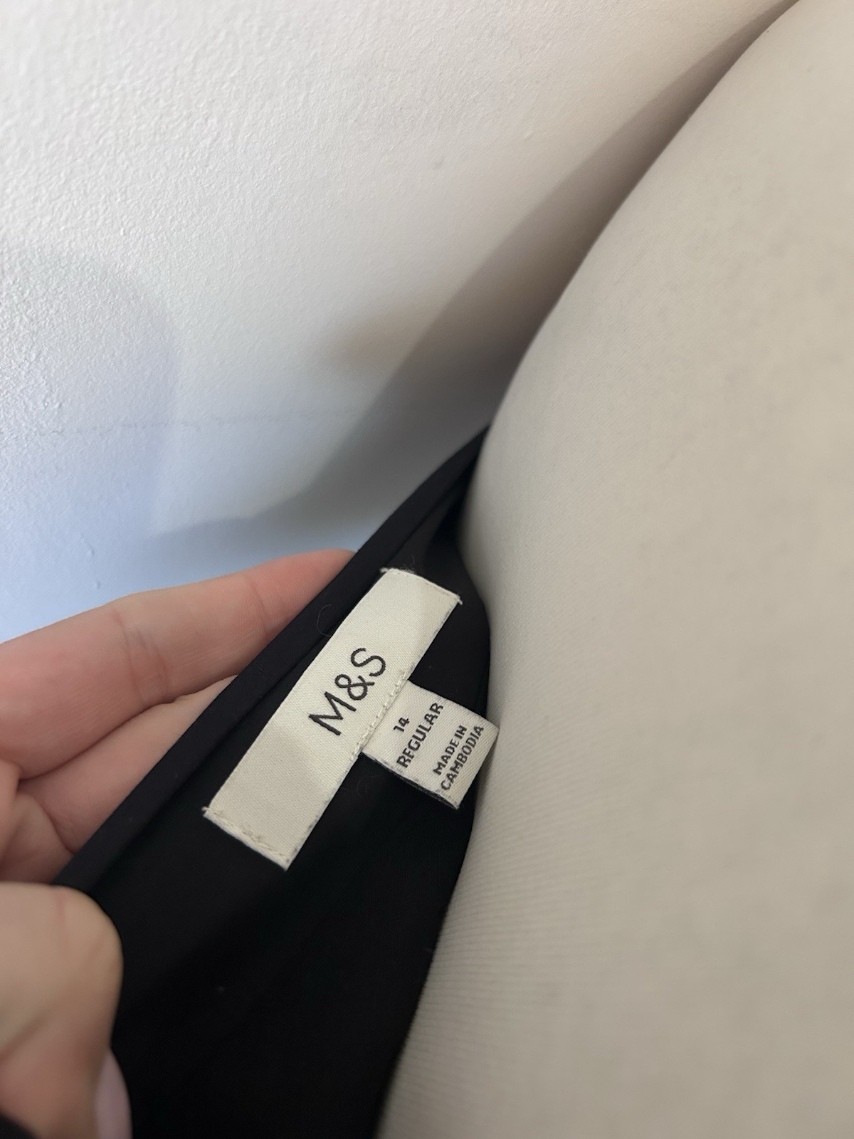 Marks And Spencer Cotton One Shoulder Puff Sleeve Top Black Size 14