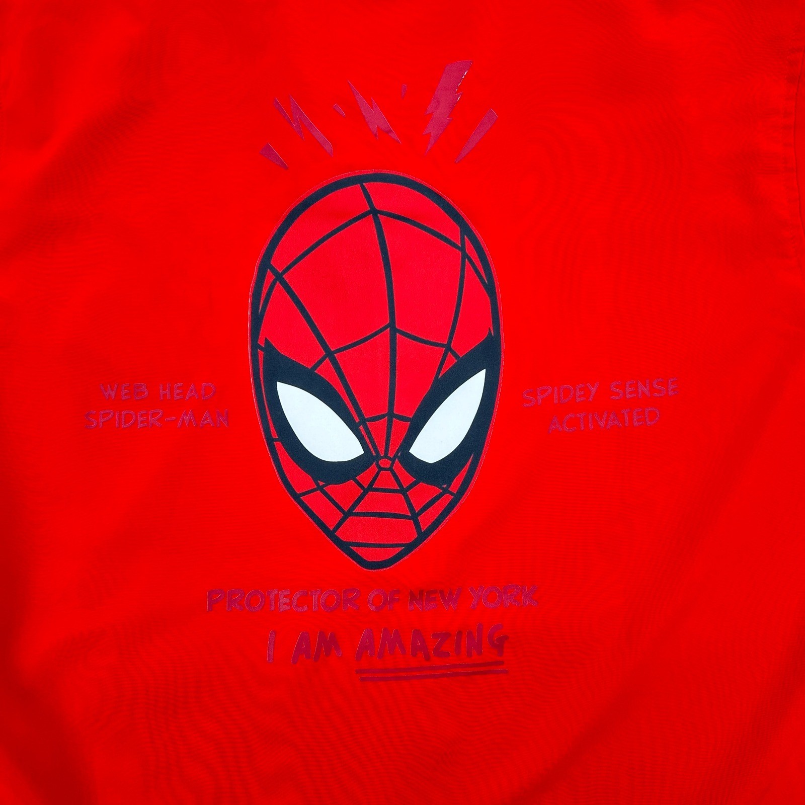 Marvel Spider-Man Red Button Down Shirt Short Sleeve Camp Collar SmalLRED