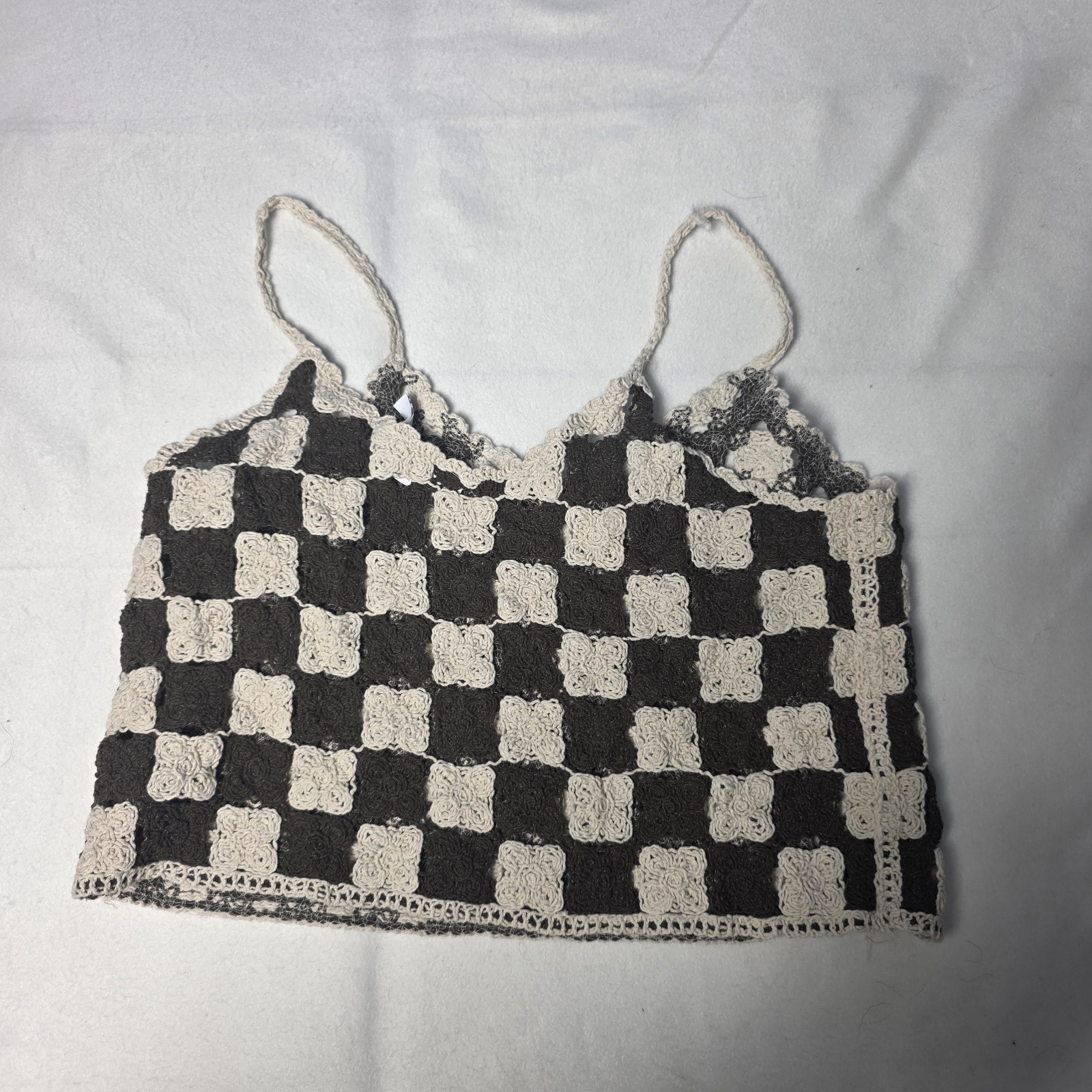 willow root women’s tank crochet checkered cropped cottagecore festival boho