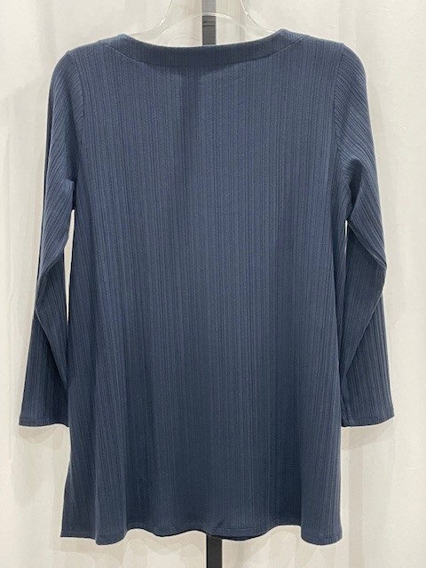 NWT! $168 Eileen Fisher L Long Slv Tunic Top ‘Ocean’ Blue Stretchy Machine Wash
