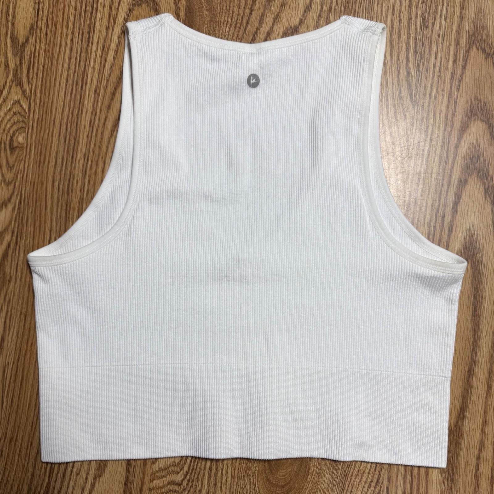 90 Degree by Reflex Women XL White Ribbed V-Neck Seamless Crop Tank Top 456
