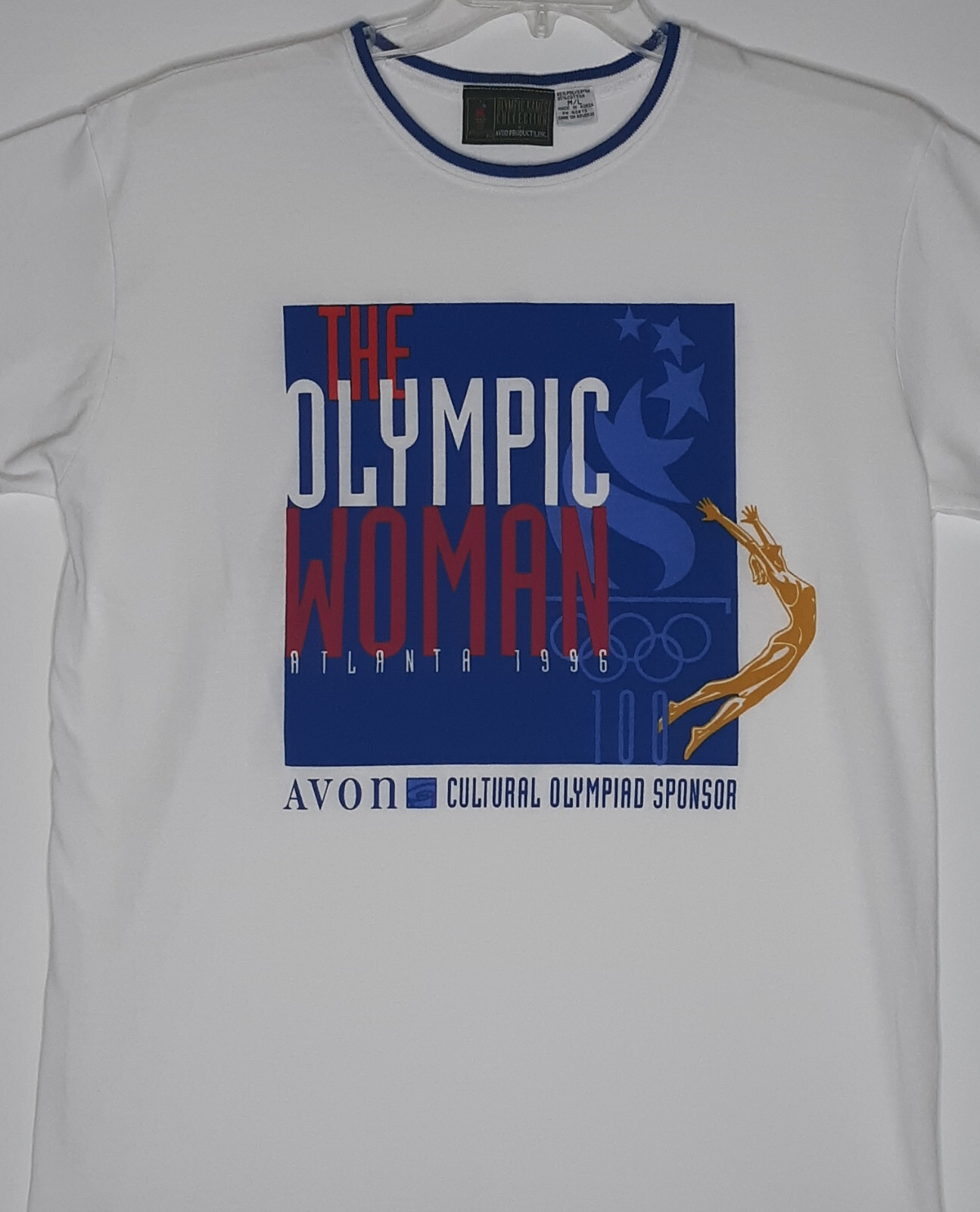 The Olympic Woman T-Shirt Size M/L 1996 Atlanta Olympics Avon Sponsor Vintage