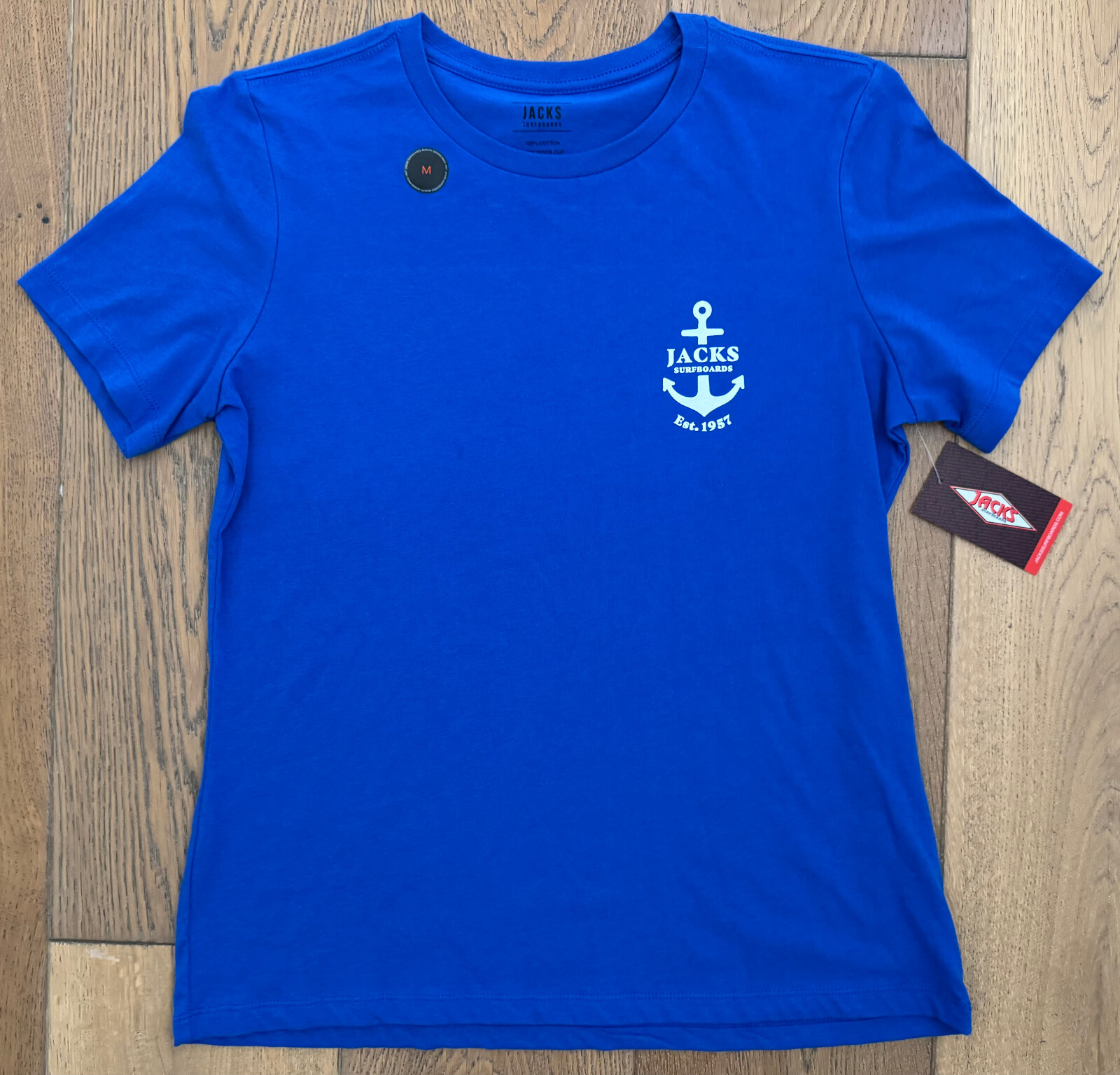 Women’s Medium Royal Blue Cotton Anchor T-Shirt JACK’S SURFBOARDS CALIFORNIA New