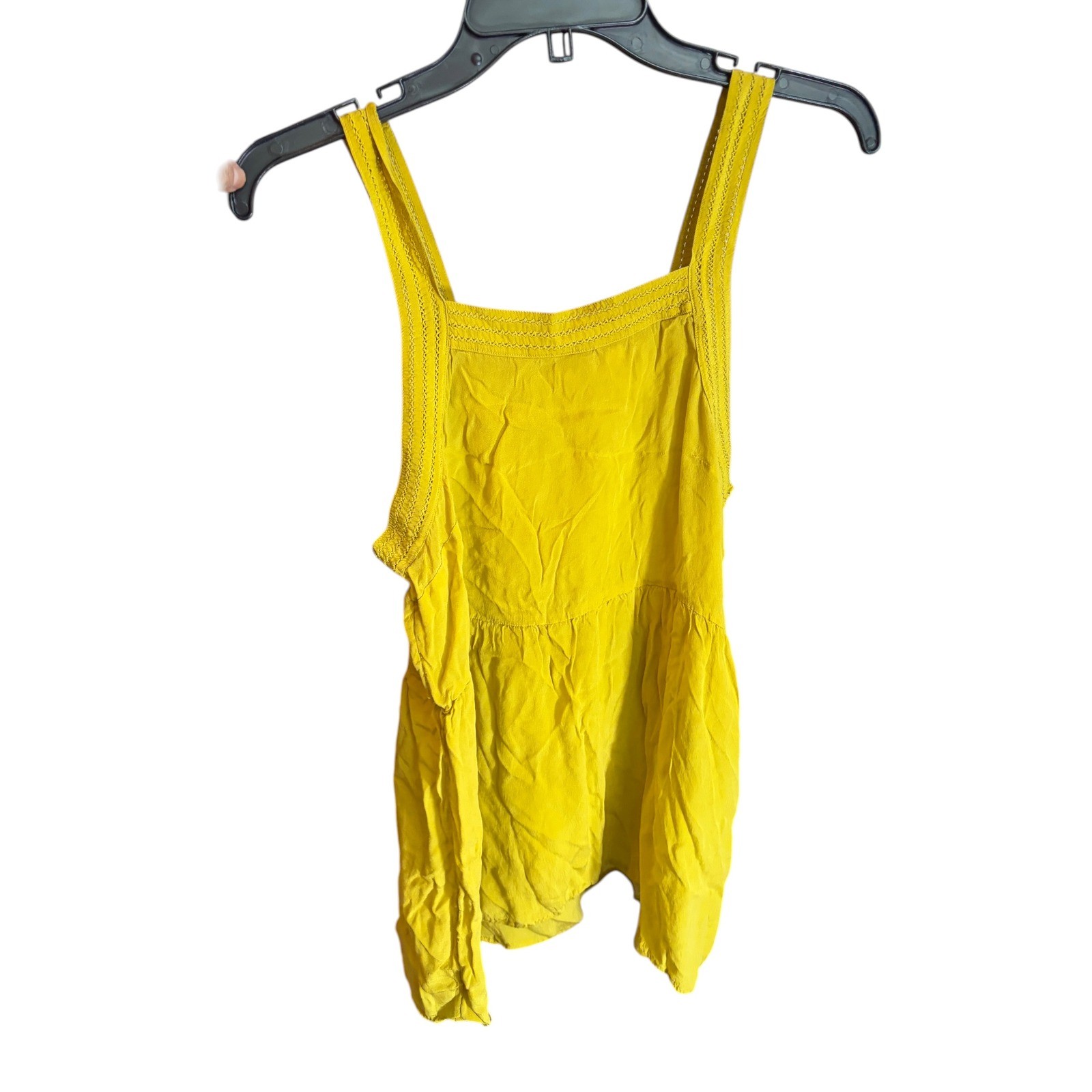 Anthropologie Esmerelda Tank Yellow Boho Crochet Trim Babydoll Sleeveless Top S