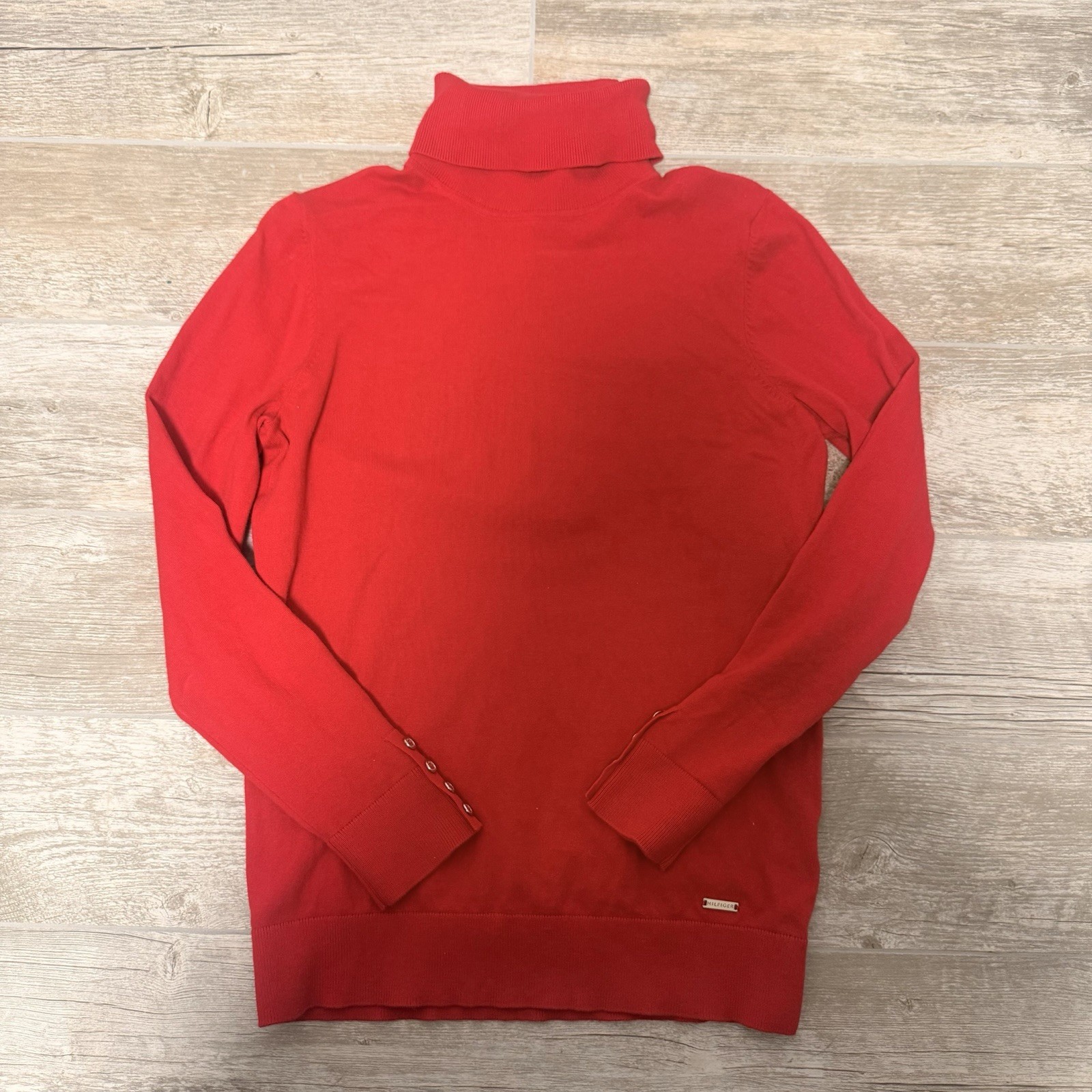 Women’s Tommy Hilfinger Red Turtleneck Size Medium Made In Cambodia