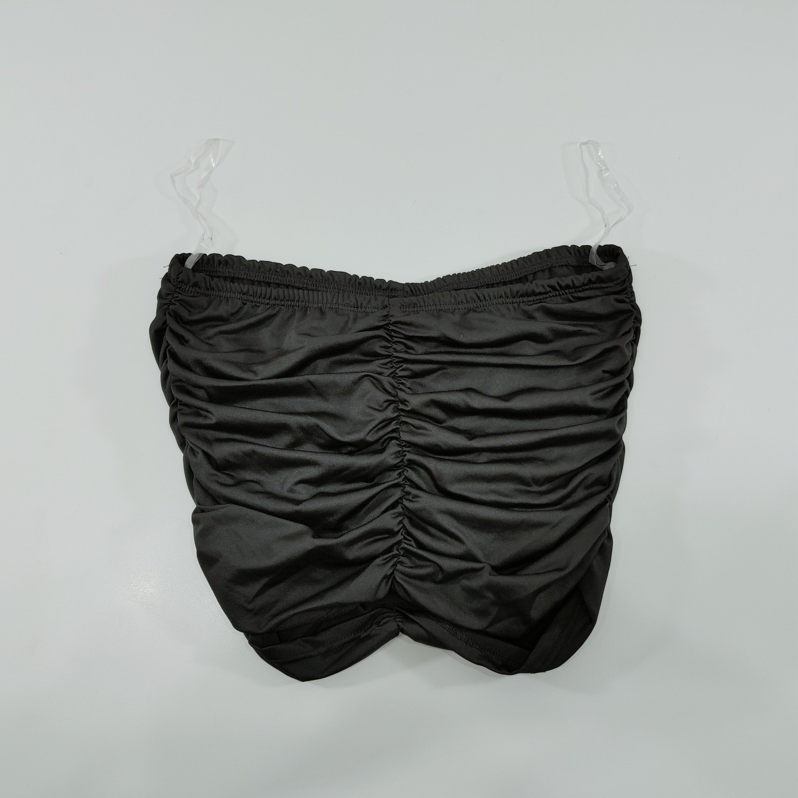Live in the Moment Womens Tube Top L Black Polyester Spandex Ruched New