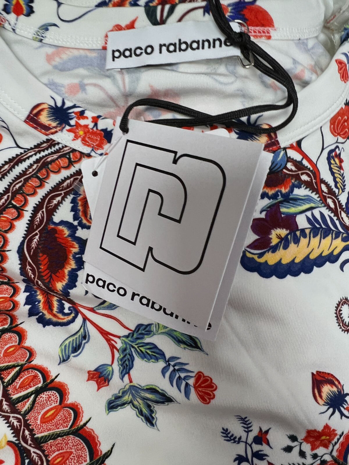 $550 Paco Rabanne Women’s White Paisley Print Long Sleeve Top Size 34