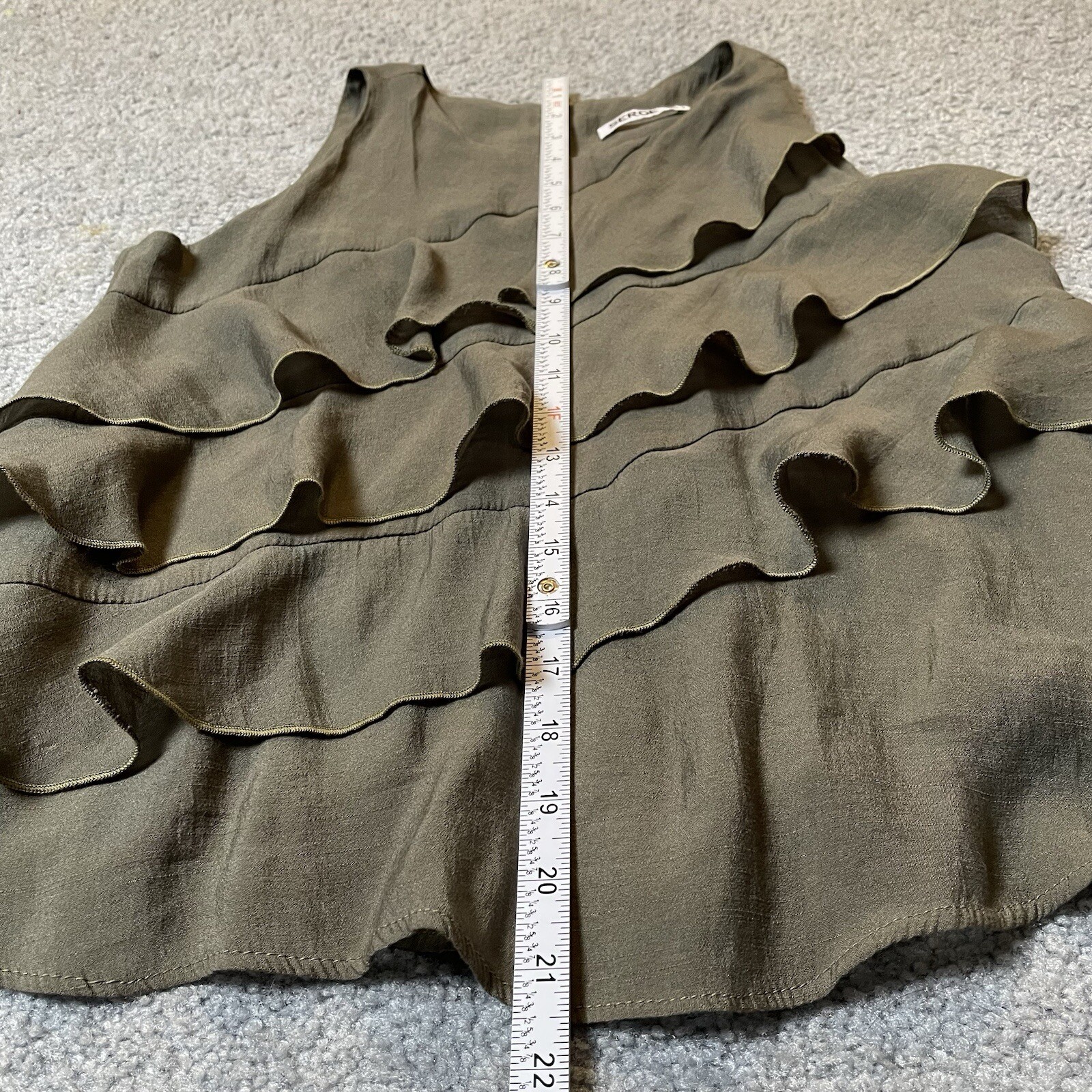 Serge Layered Tank Blouse Womens S Olive Green Sleeveless City Classic Clubwear
