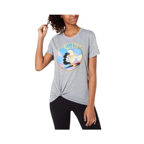 Disney Women Juniors S Heather Grey Aladdin Jasmine Princess T Shirt Top NWTBG51