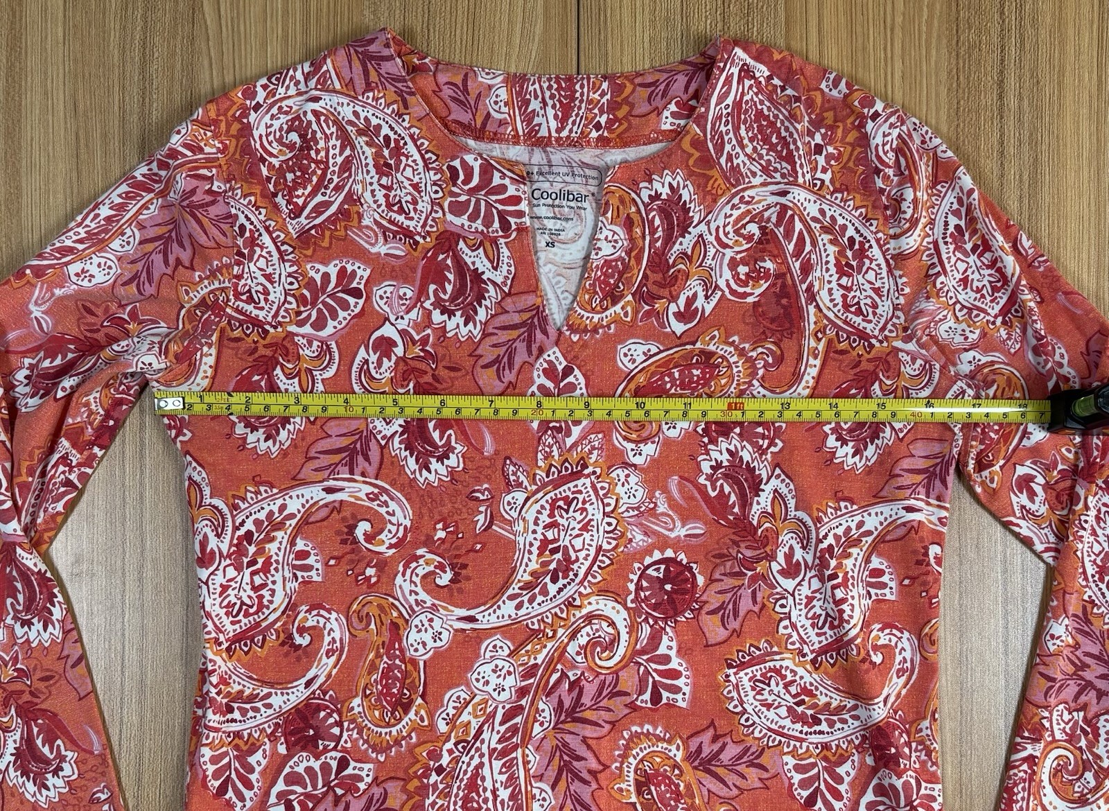 Coolibar UPF 50+ Top Paisley Long Sleeve Wmns XS Coral Sun Beach Outdoor Active