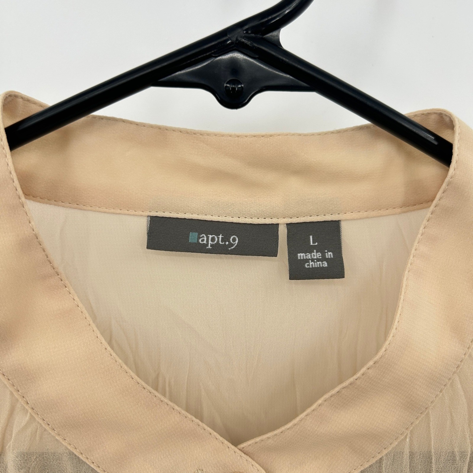 Victorian Sheer Ruffle Lace Button Blouse L Beige Fairy Regency Romantic