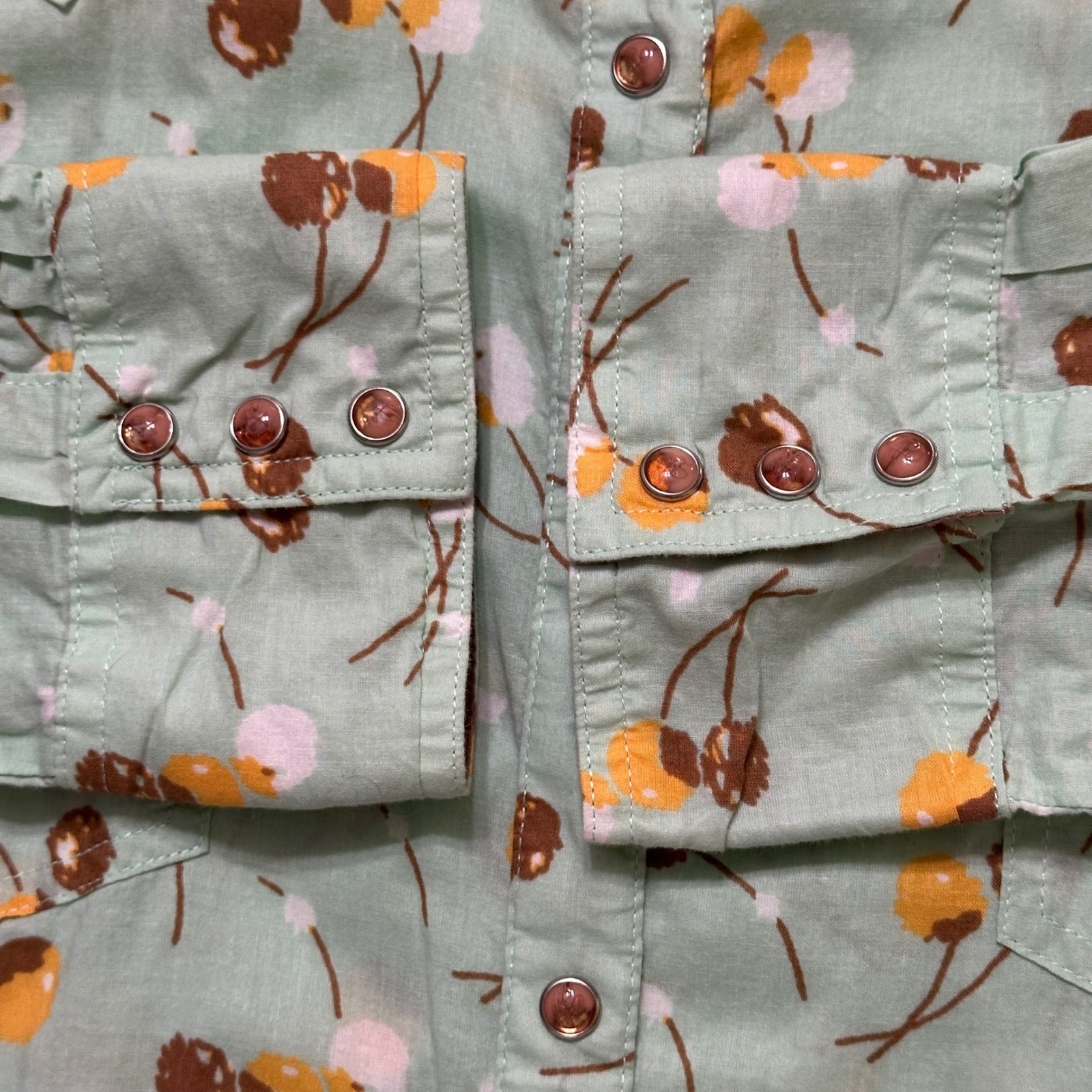 Wrangler Twenty X Western Snap Shirt Floral Print Cotton Tailored Mint Green XXL