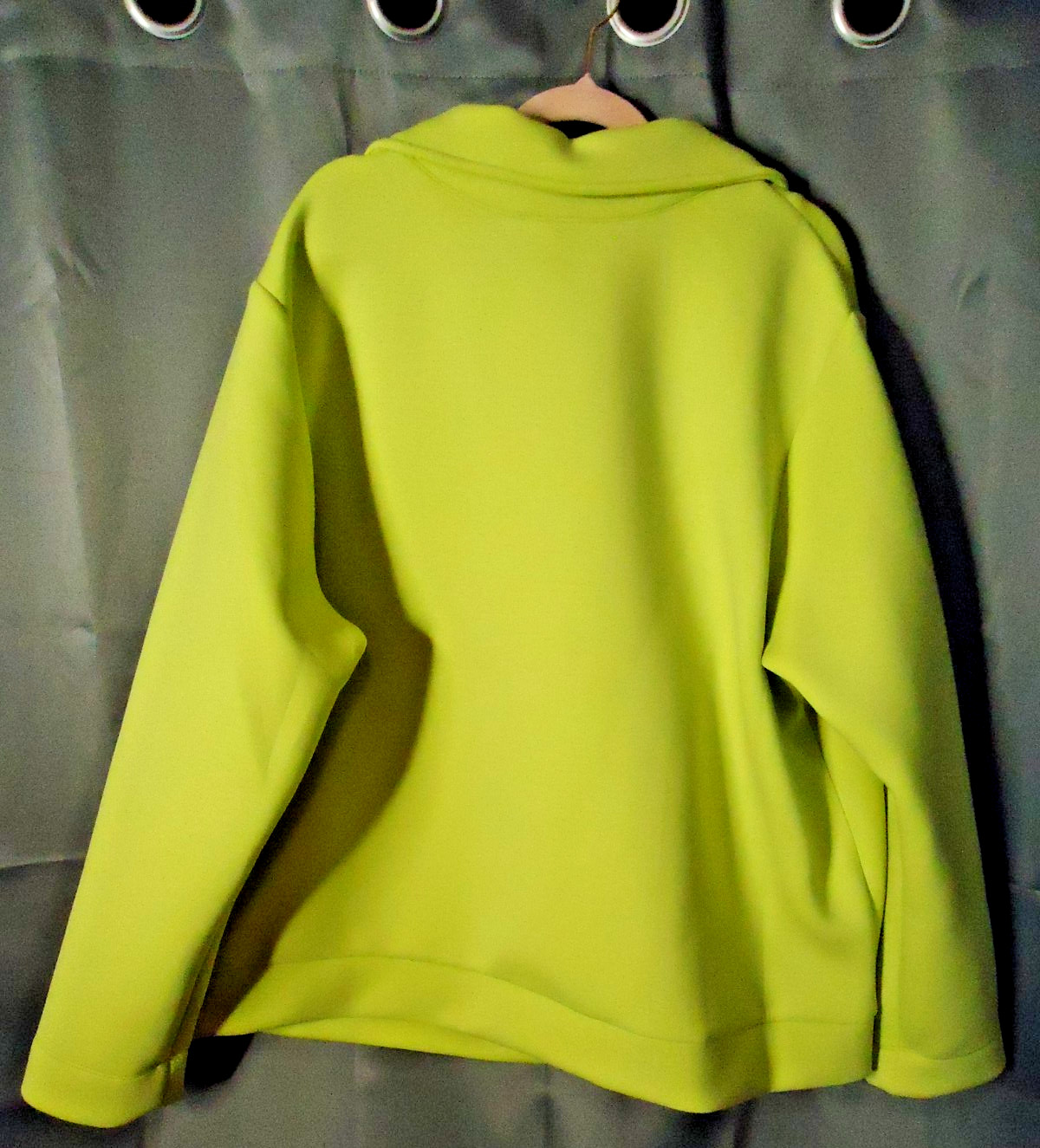 Marla Wynne Wynn Layers Scuba Pop Notch Lapel Jacket Yellowish Green Size 2x