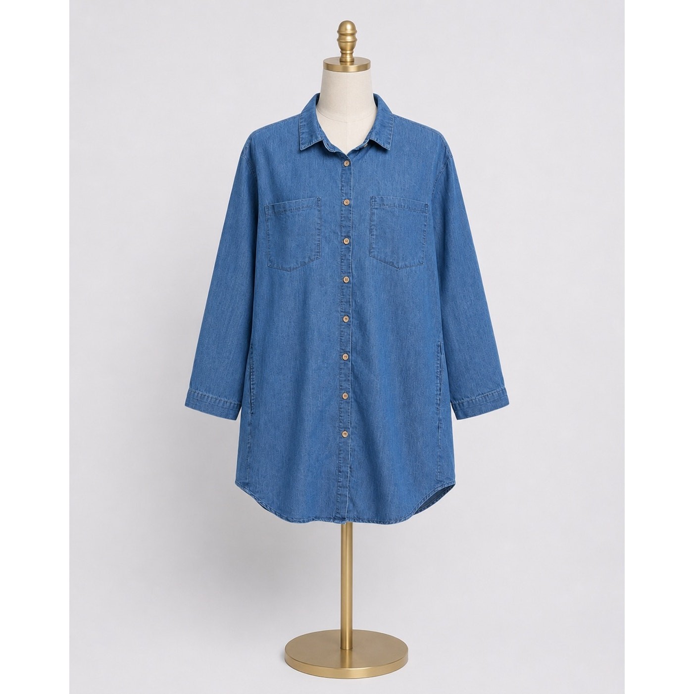 Blue Wash Chambray Button Down Tunic
