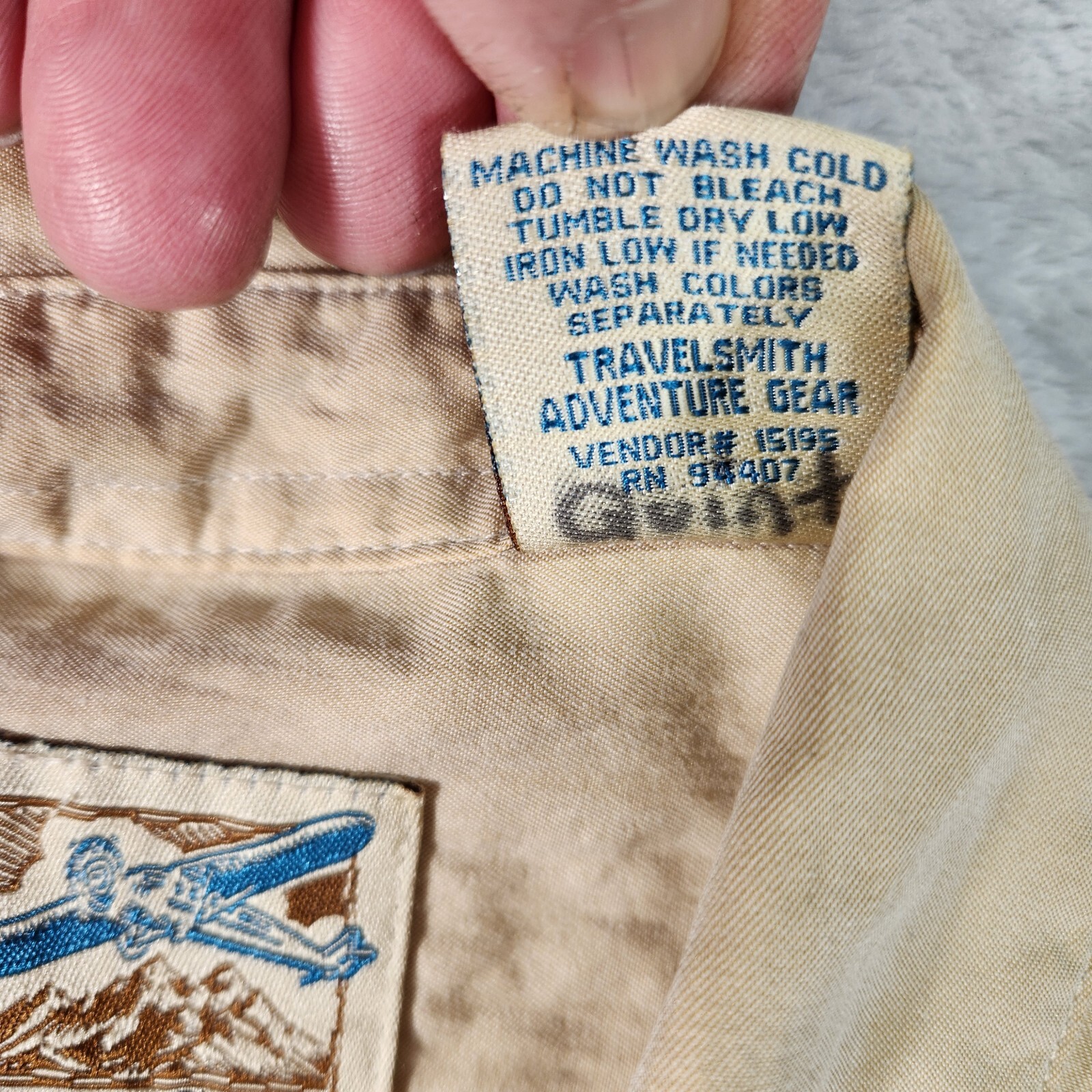 Travel Smith Shirt Womens Medium Beige Button Up Adventure Gorpcore Vented VTG