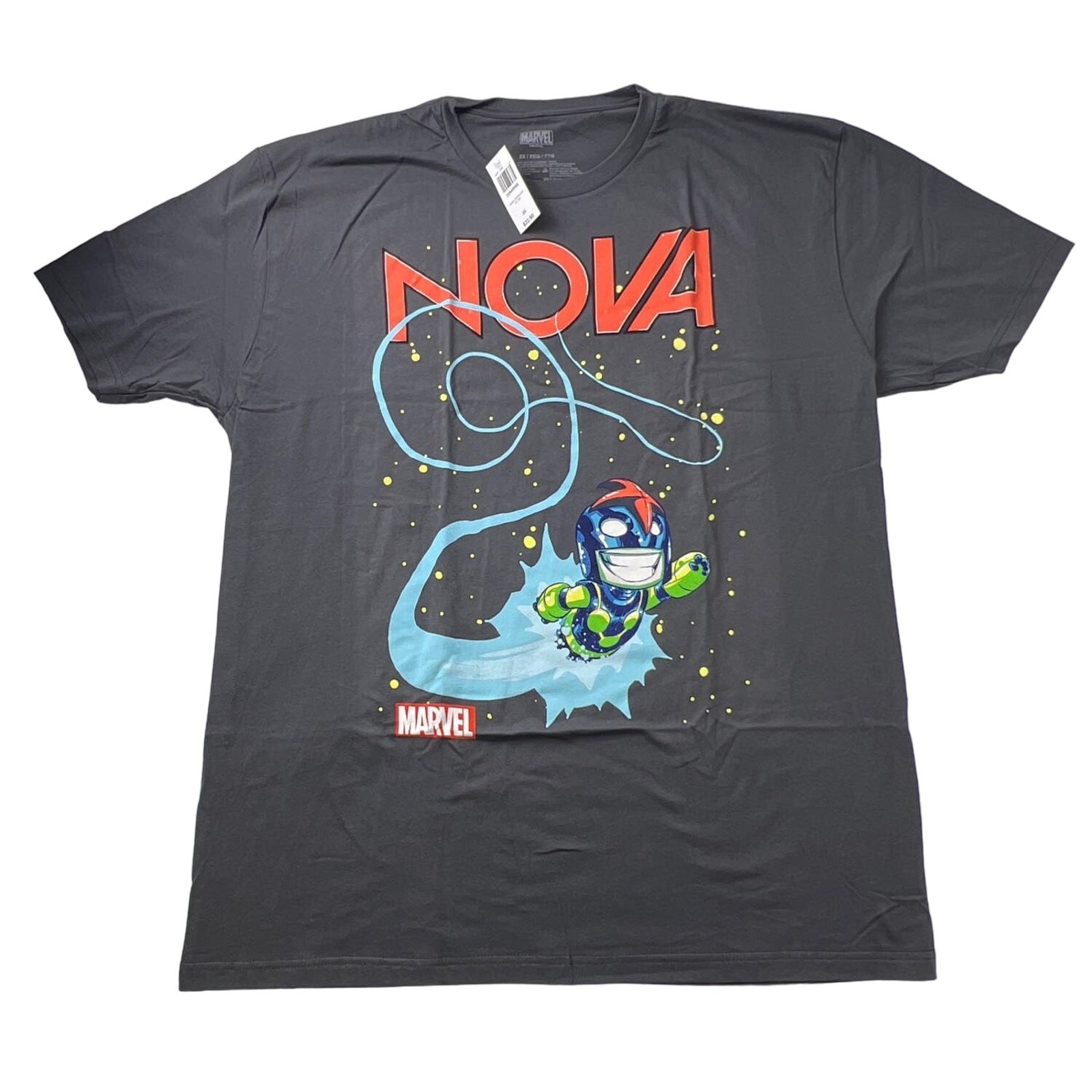 Marvel Nova Comic Book Cover Grey Superhero T-Shirt Size 2X NWT New