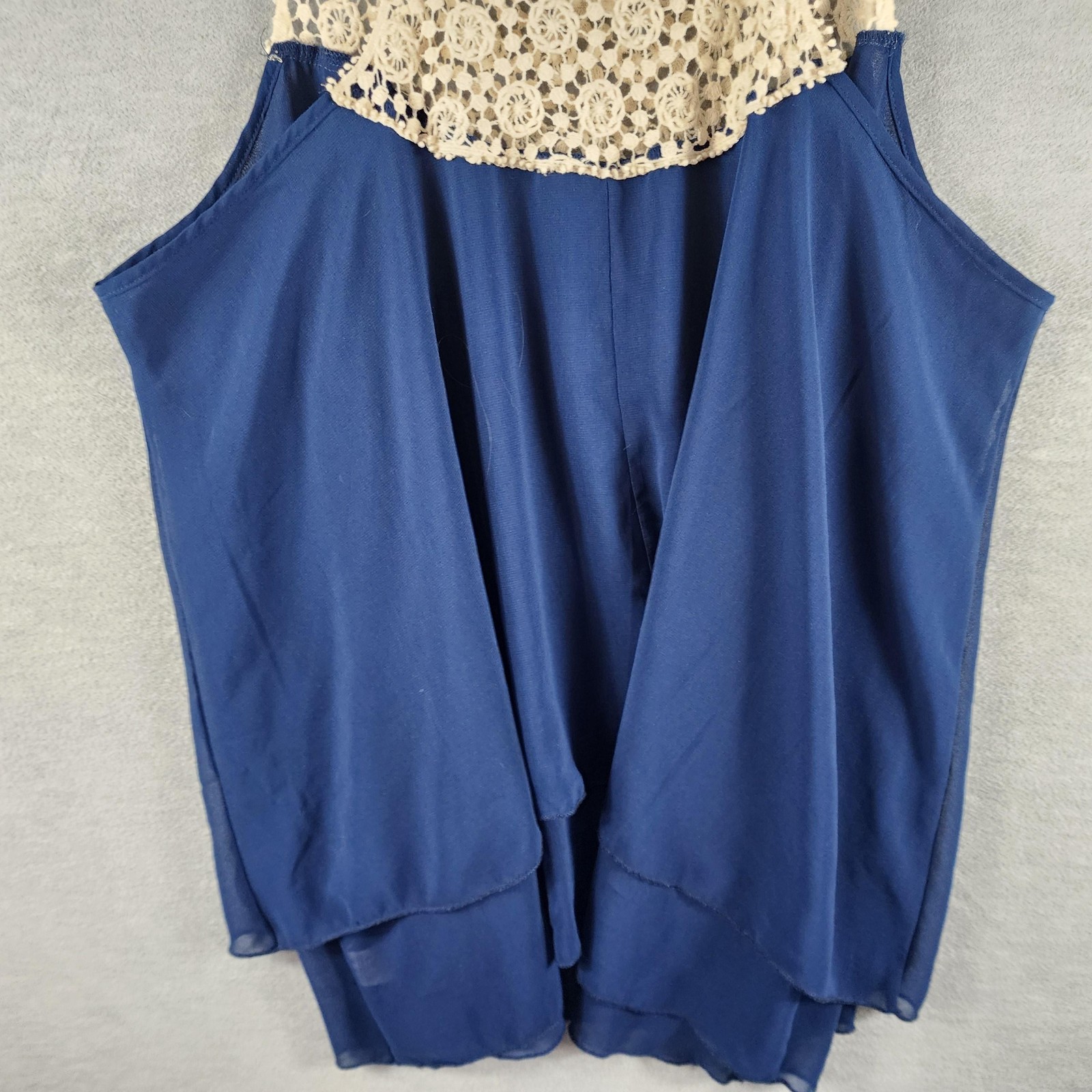 Annabelle Blouse Womens 3XL Blue Crochet Lace Scoop Neck Sleeveless Tunic Top