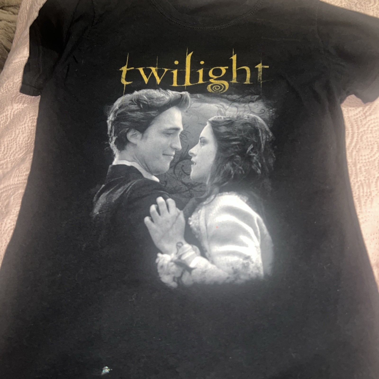 Twilight Shirt Juniors Large Black Edward Bella Movie, Double Sided