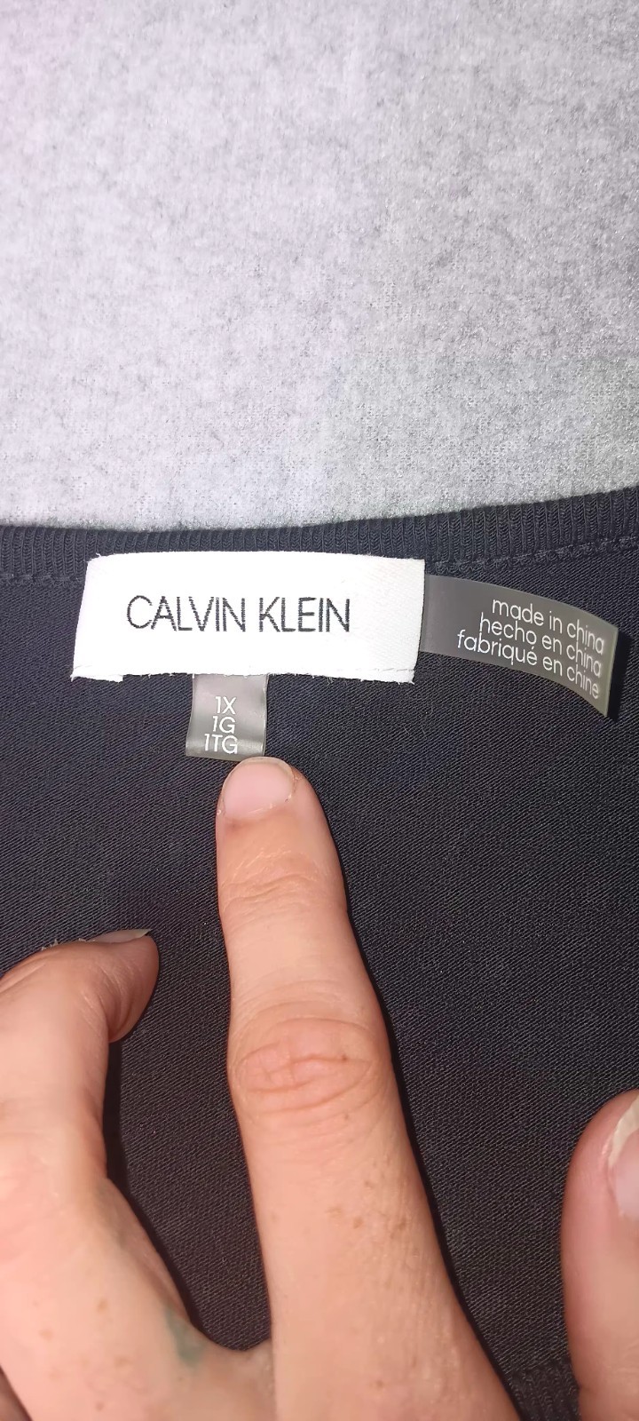 Calvin Klein Rhinestone Studded Short Sleeve Blouse 1X Black Silver Glam Party