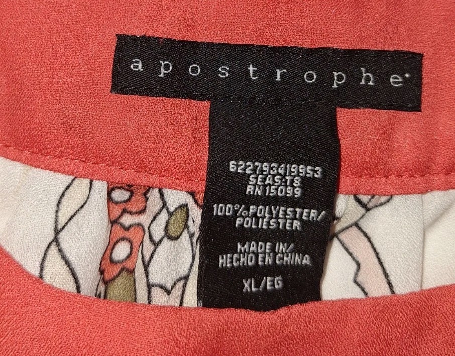 Apostrophe Women’s Floral Sleeveless Top Red Elastic Waist Smocked XL