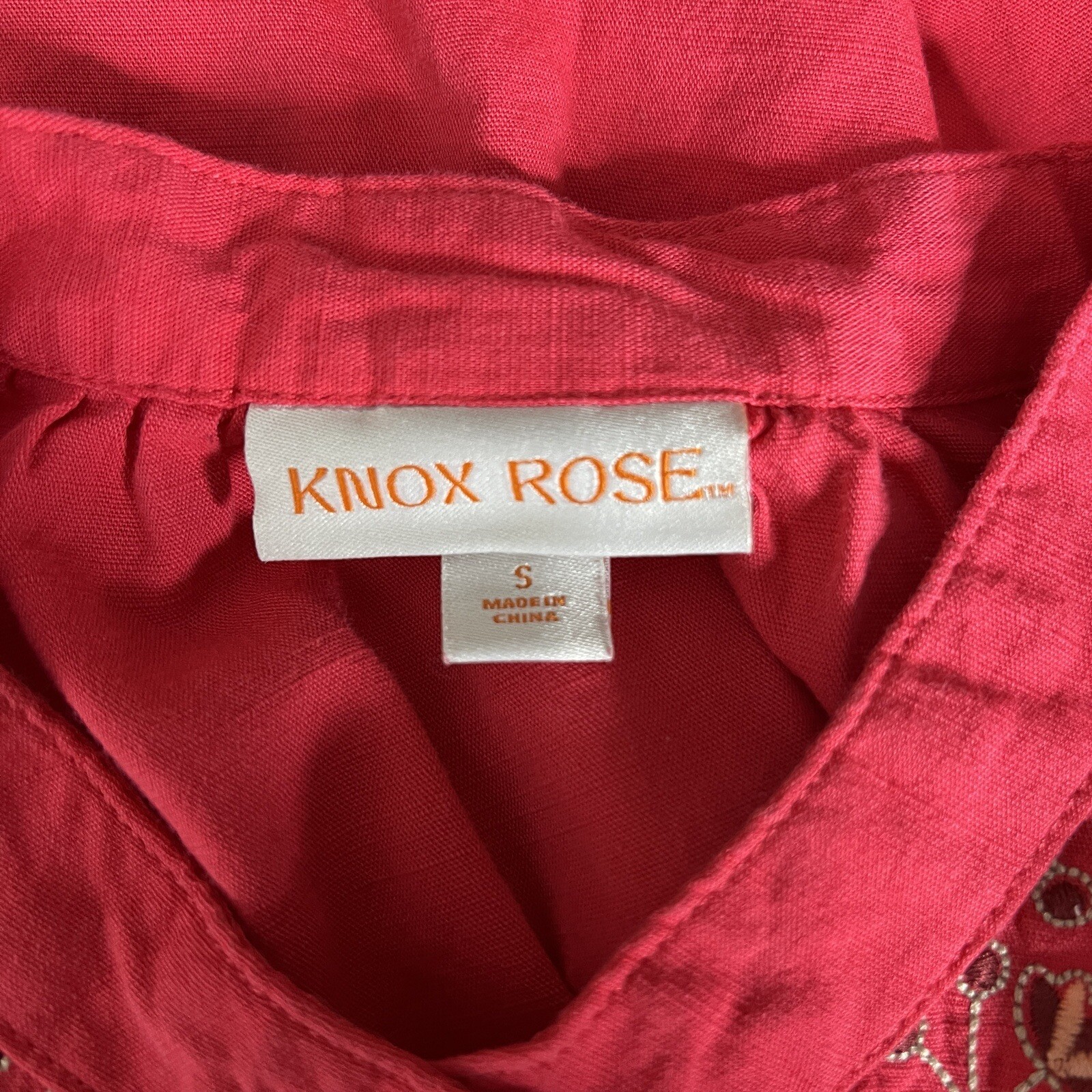 Knox Rose Shirt Womens Small Pink Floral Embroider Flower Boho Bohemian Peasant