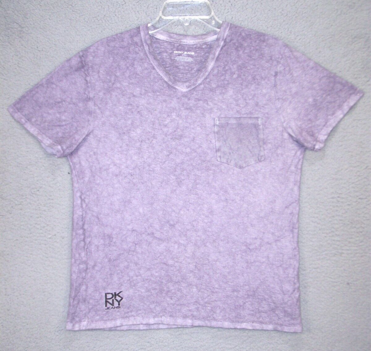 DKNY Shirt Womens Small Purple Tie Died Retro Vintage Look Active Casual Ladies