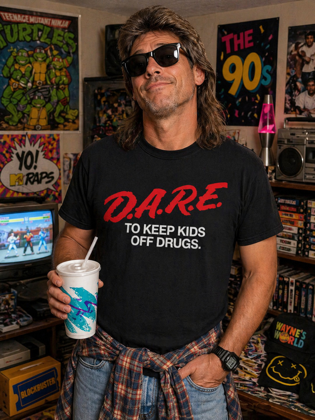 D.A.R.E. TO KEEP KIDS OFF DRUGS T-Shirt Funny 1990s Retro Vintage Style Tee DARE